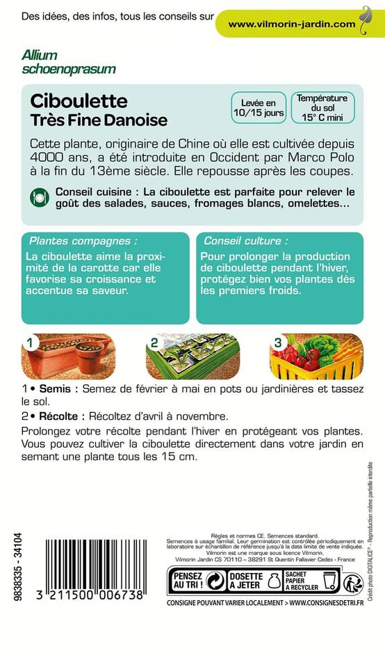 Vilmorin - Ciboulette très fine danoise série 2 sachet graines 1,5 g - Vilmorin - Image 3