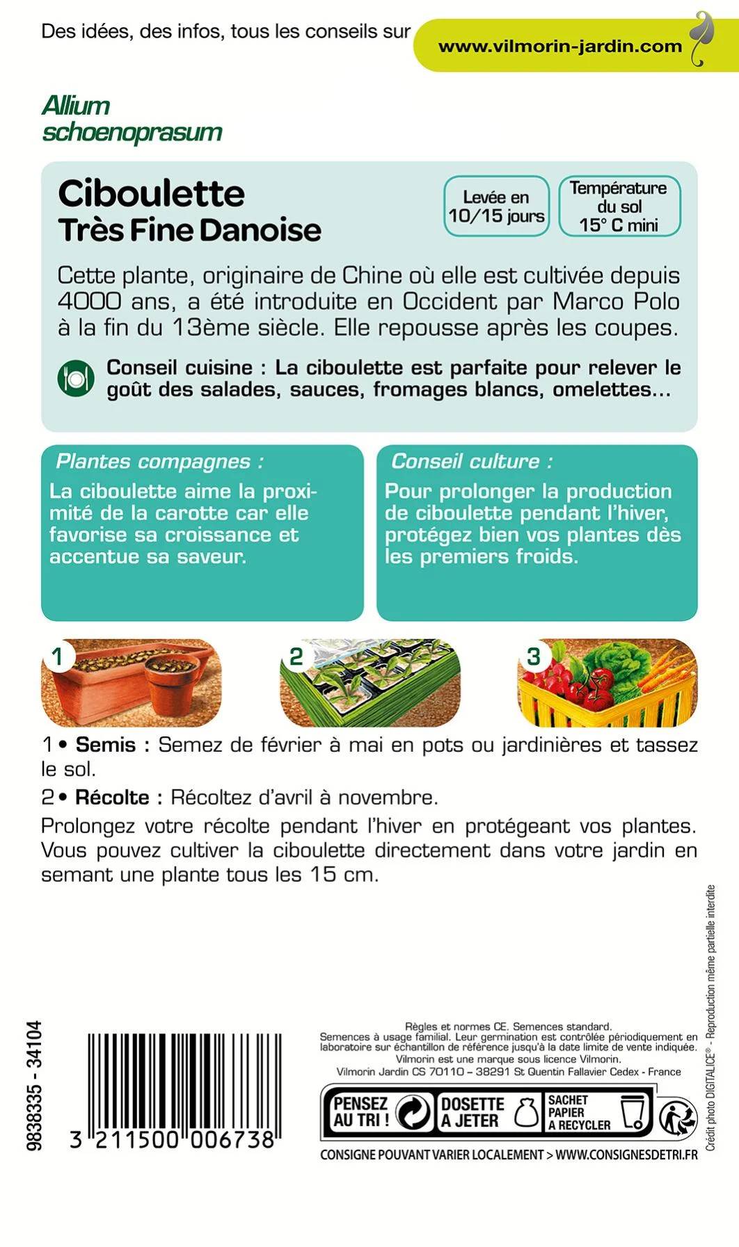 Vilmorin - Ciboulette très fine danoise série 2 sachet graines 1,5 g - Vilmorin - Image 3