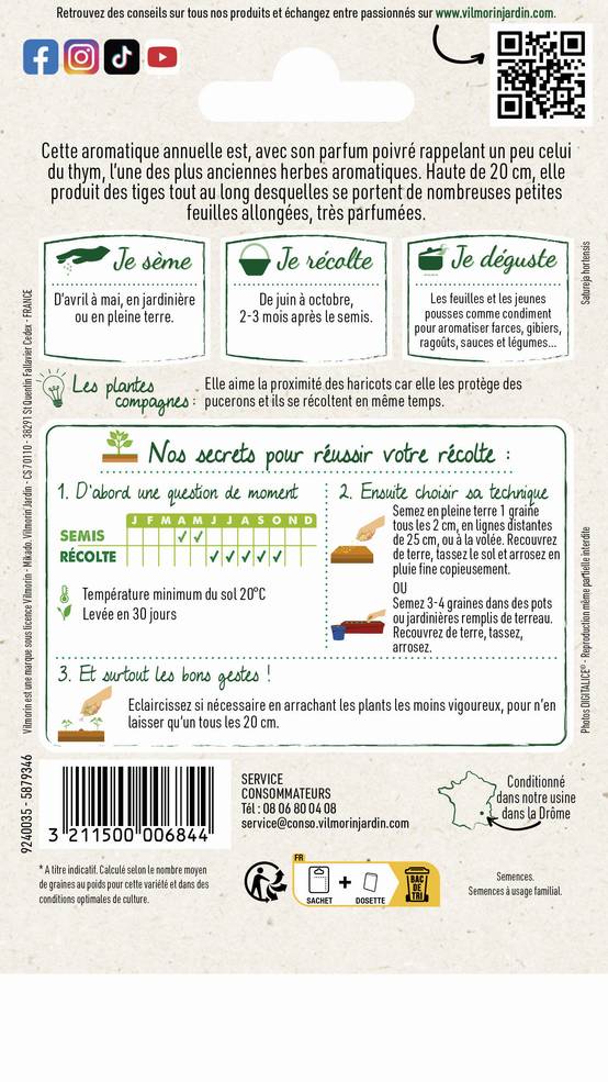 Vilmorin - Sarriette commune série 2 sachet graines 1,5 g - Vilmorin - Image 3