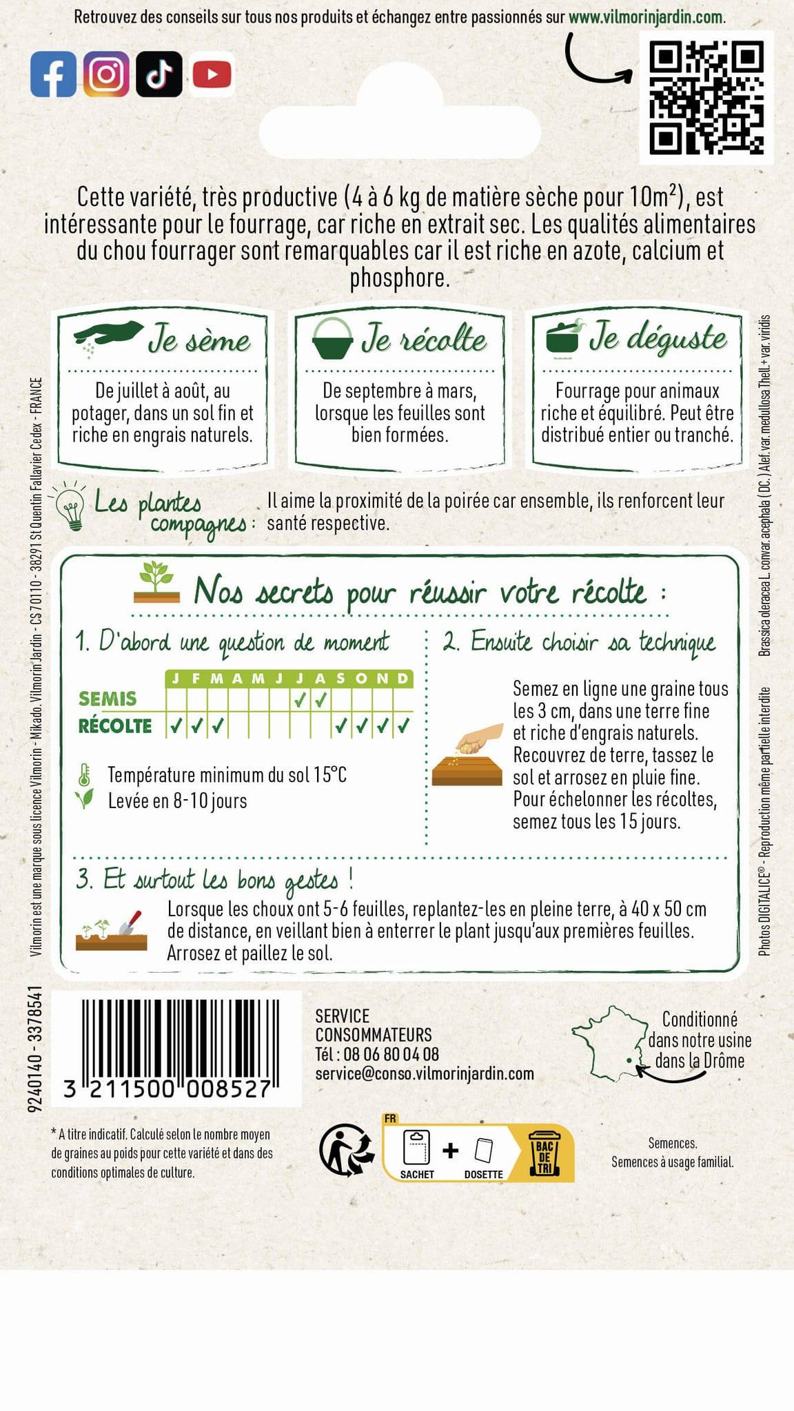 Vilmorin - Chou fourrager proteor obtention Inra série 1 sachet graines 10 g - Vilmorin - Image 3