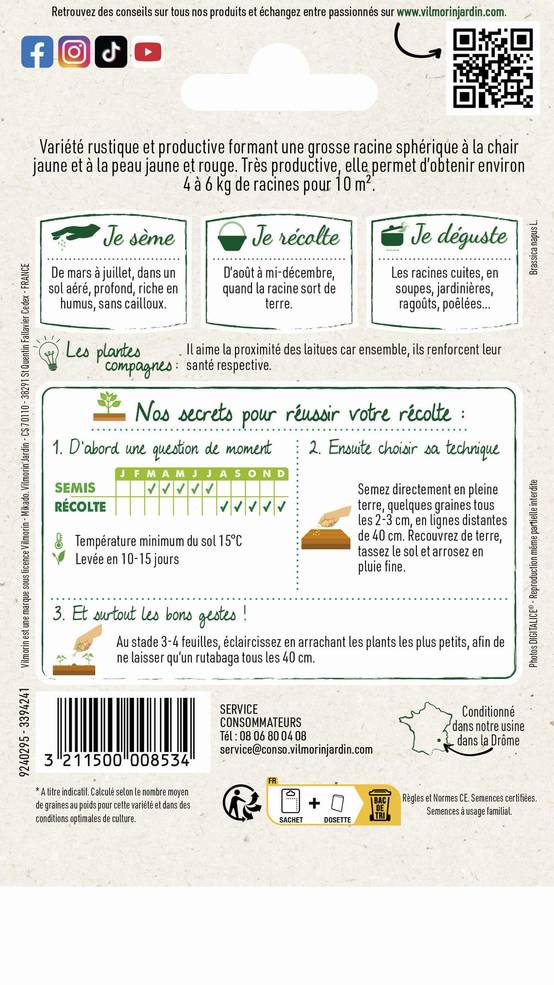 Vilmorin - Rutabaga Champion serie 1 sachet graines 10 g - Vilmorin - Image 4