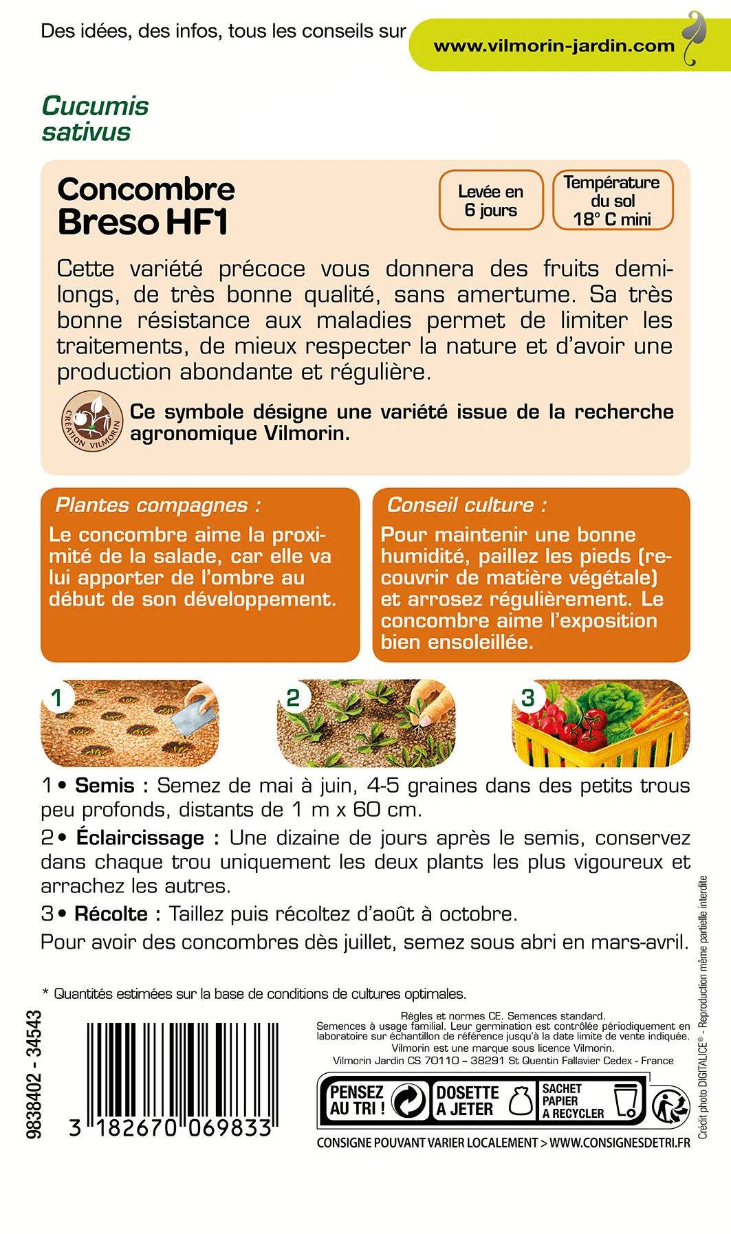 Vilmorin - Concombre breso hf1 création série 3 sachet graines 1 g - Vilmorin - Image 4