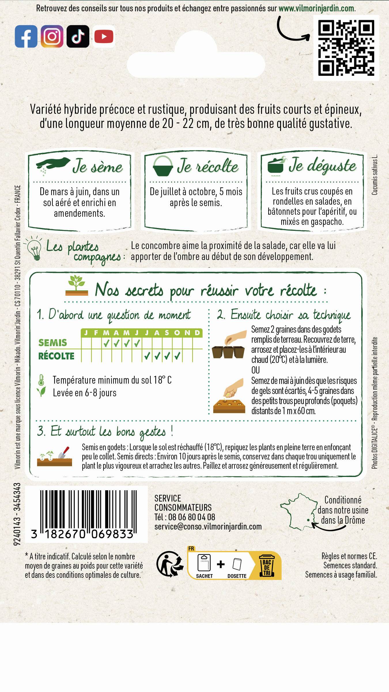 Vilmorin - Concombre breso hf1 création série 3 sachet graines 1 g - Vilmorin - Image 3