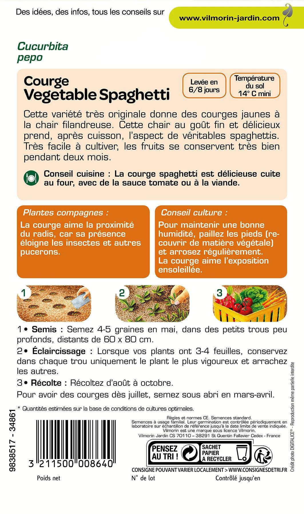Vilmorin - Courgette vegetable spaghetti série 2 sachet graines 3 g - Vilmorin - Image 2