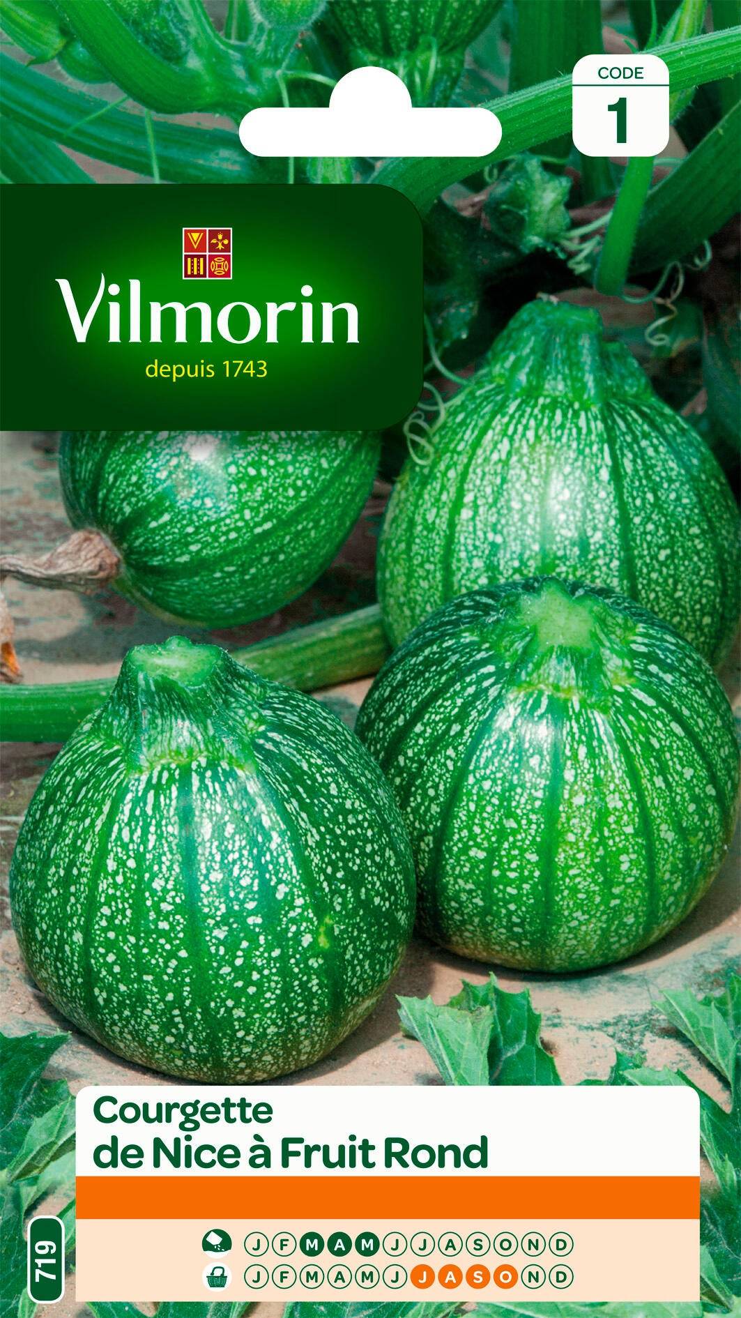 Vilmorin - Courgette de Nice a fruit rond série 1 sachet graines 5 g - Vilmorin - Image 1