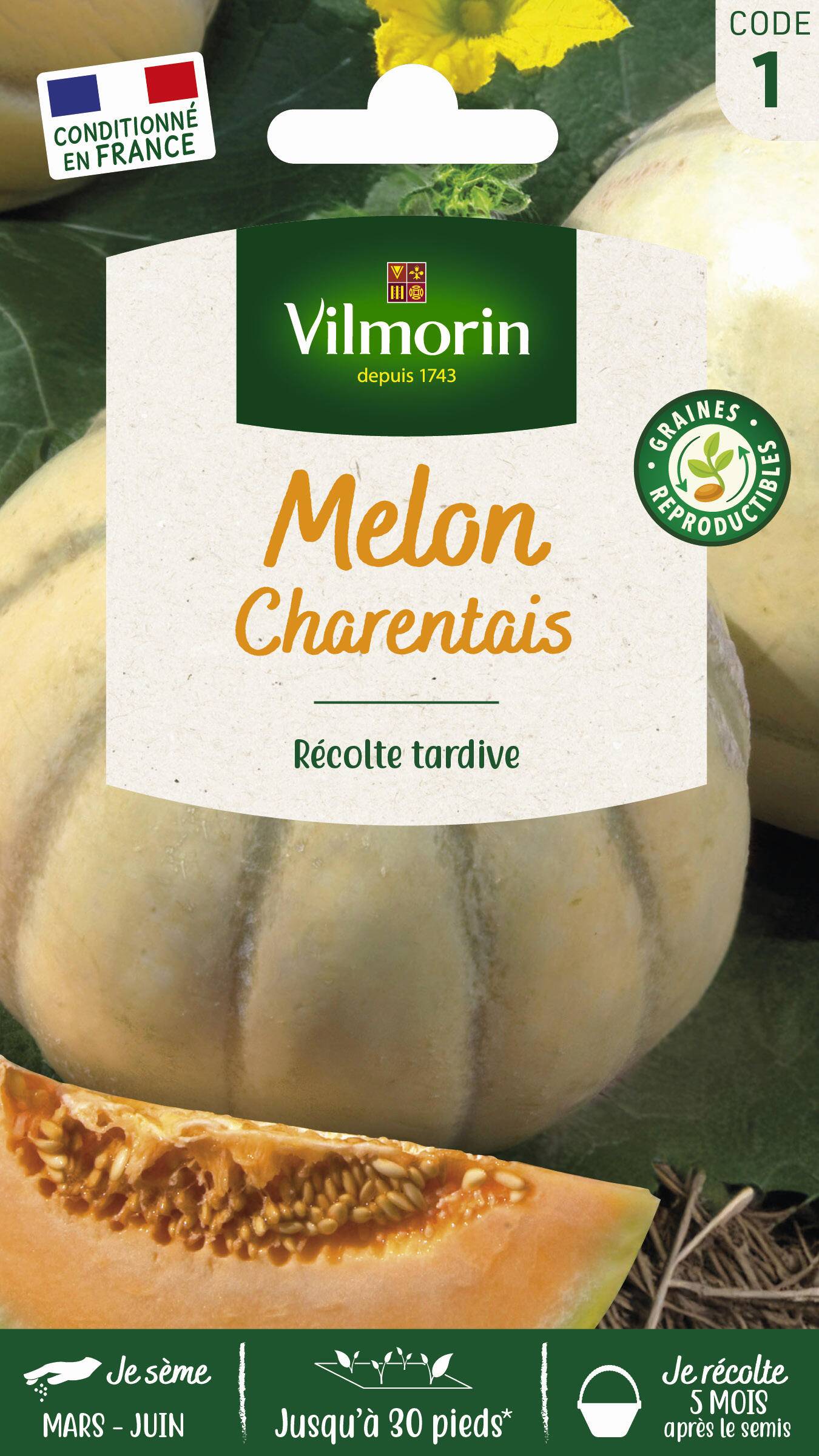 Vilmorin - Melon Charentais série 1 sachet graines 3 g - Vilmorin - Image 1