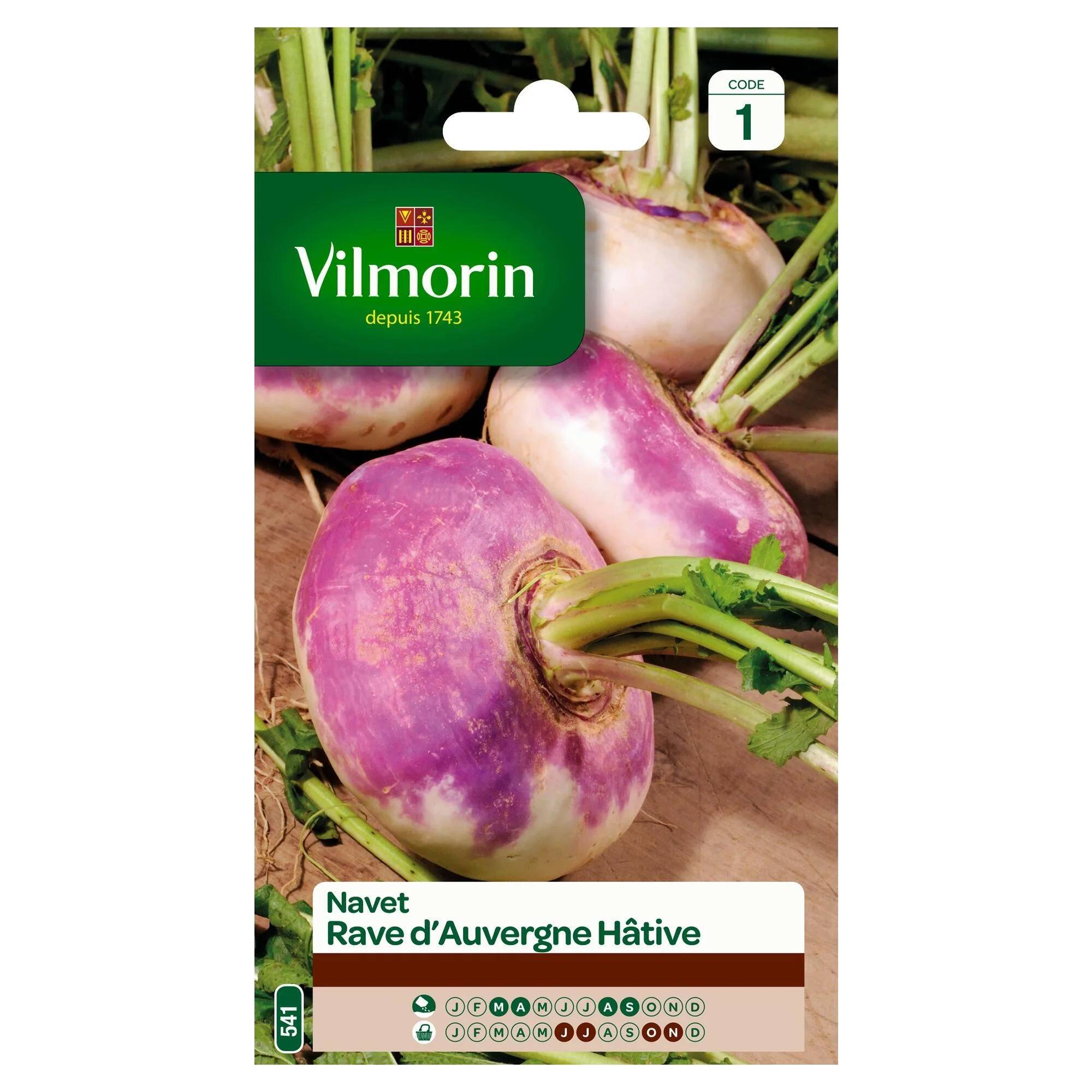 Vilmorin - Navet légume rave d'Auvergne hâtif série 1 sachet graines 4 g - Vilmorin - Image 1