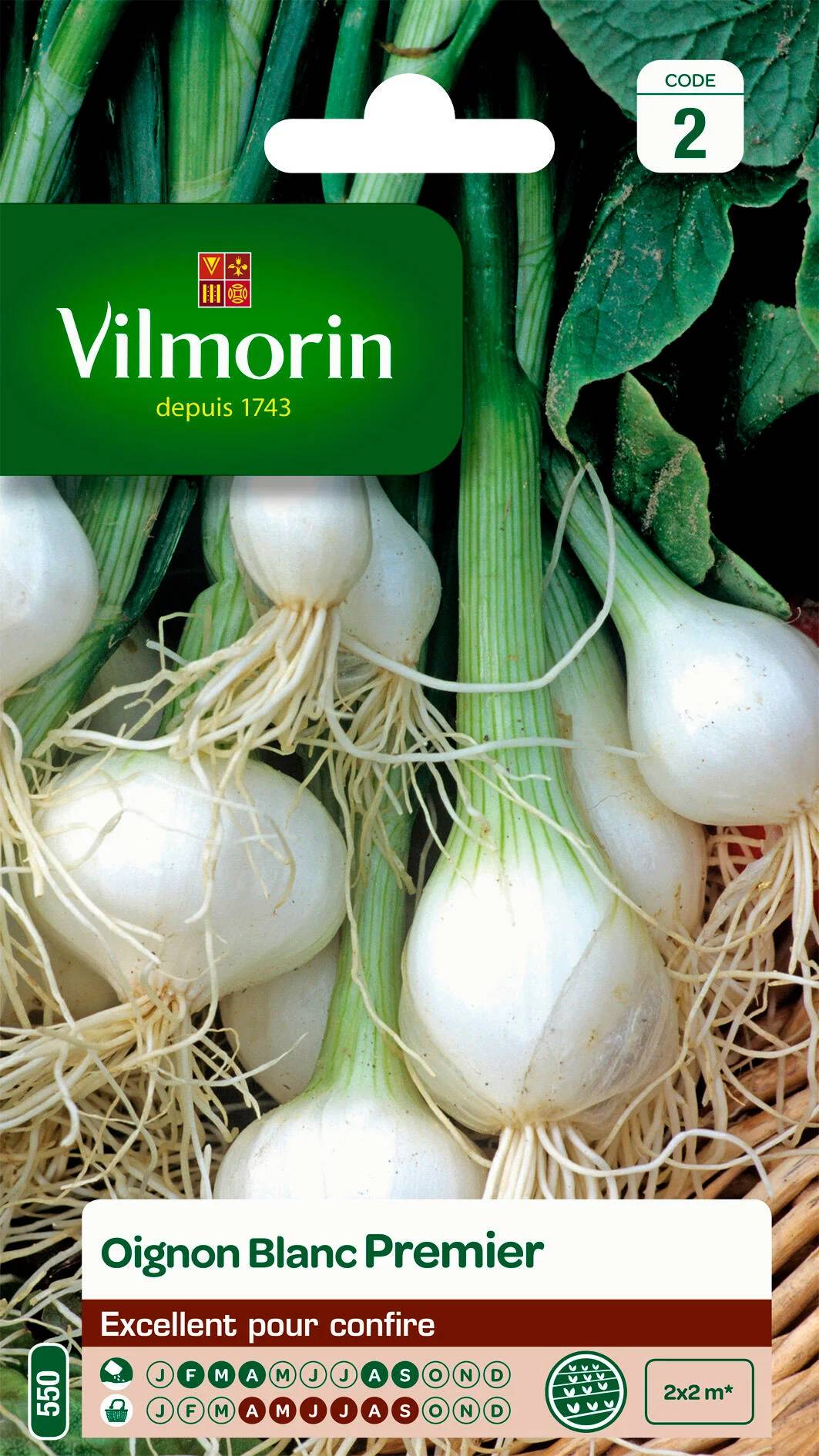 Vilmorin - Oignon blanc premier série 2 sachet graines 3 g - Vilmorin - Image 1