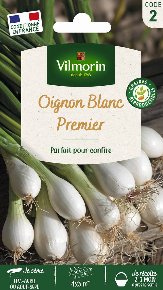 Vilmorin - Oignon blanc premier série 2 sachet graines 3 g - Vilmorin - Image 2