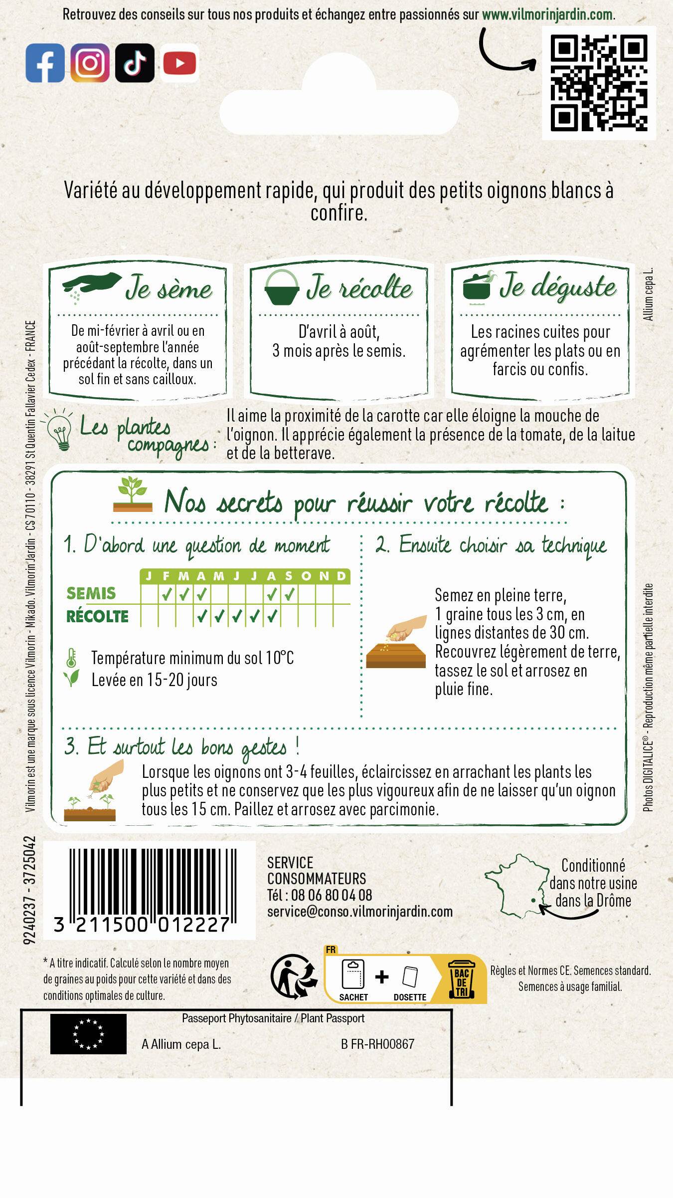 Vilmorin - Oignon blanc premier série 2 sachet graines 3 g - Vilmorin - Image 4