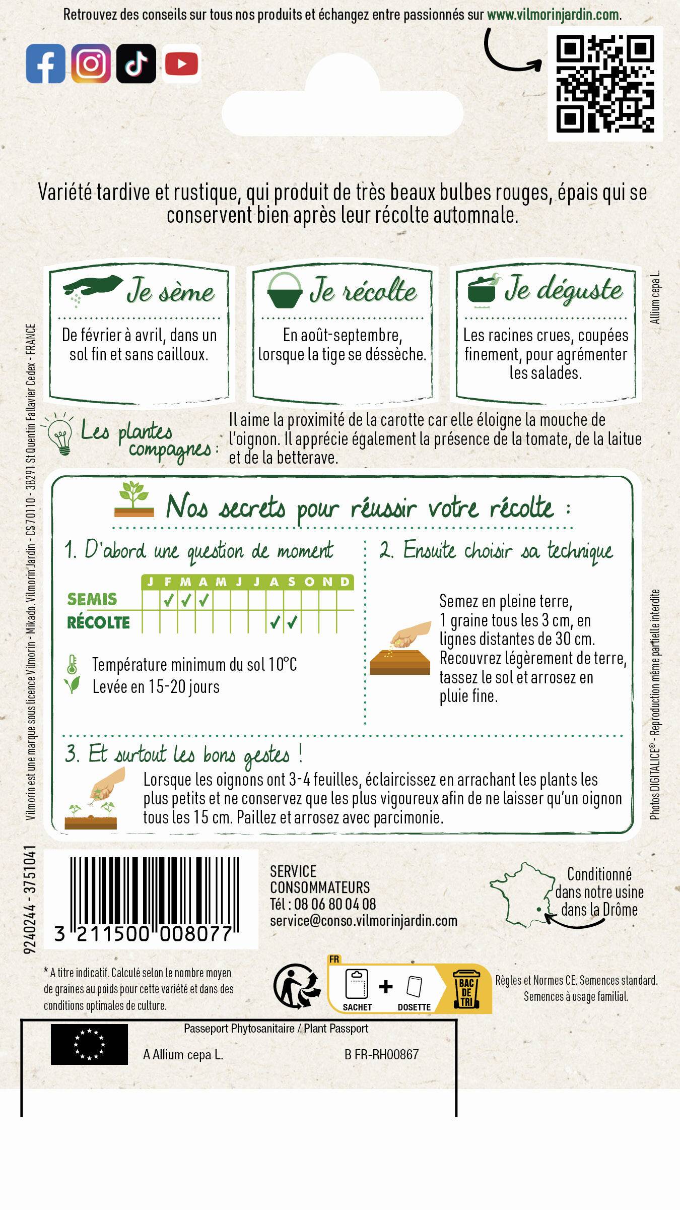 Vilmorin - Oignon rouge de Brunswick série 1 sachet graines 5 g - Vilmorin - Image 4