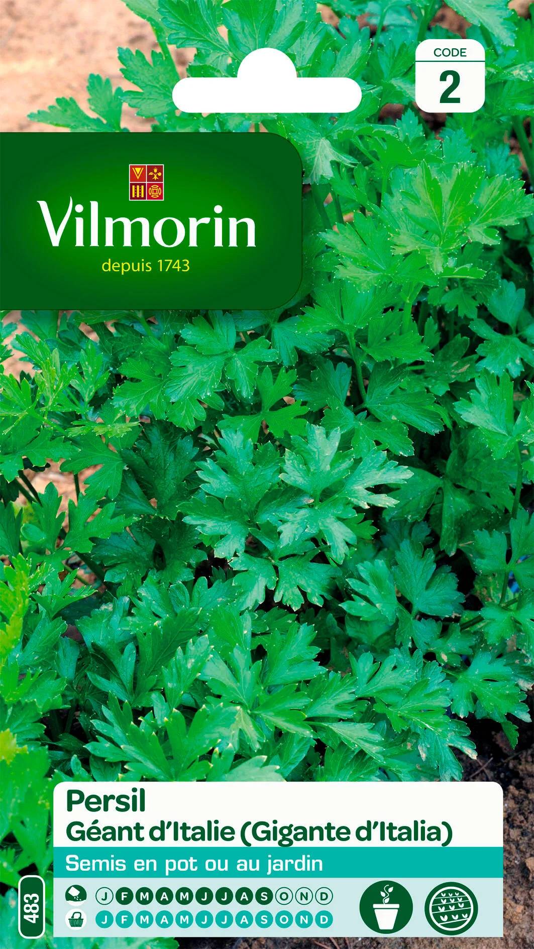 Vilmorin - Persil à feuilles commun géant d Italie série 2 sachet graines 5 g - Vilmorin - Image 1