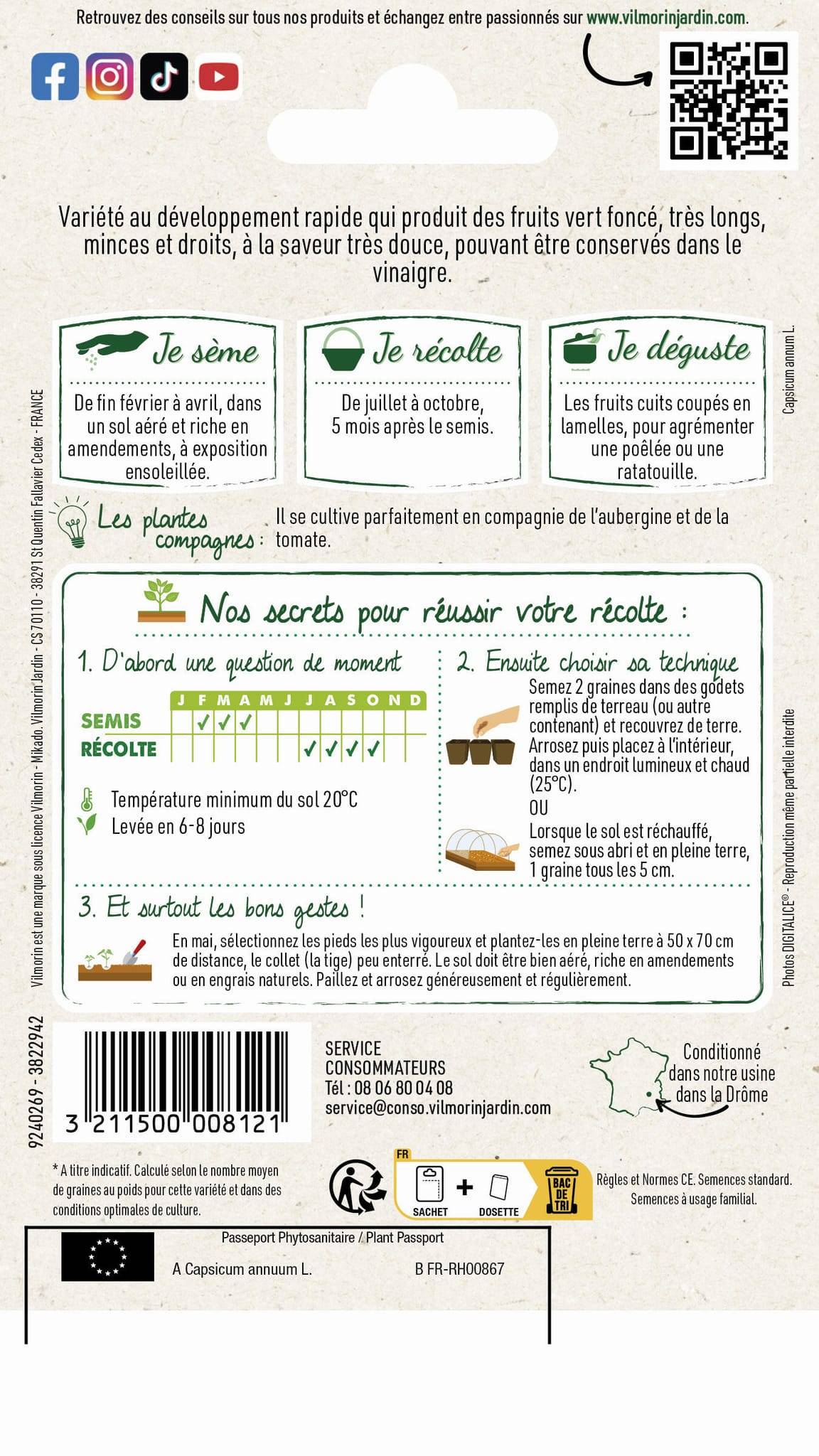 Vilmorin - Poivron doux long des Landes série 2 sachet graines 2 g - Vilmorin - Image 5