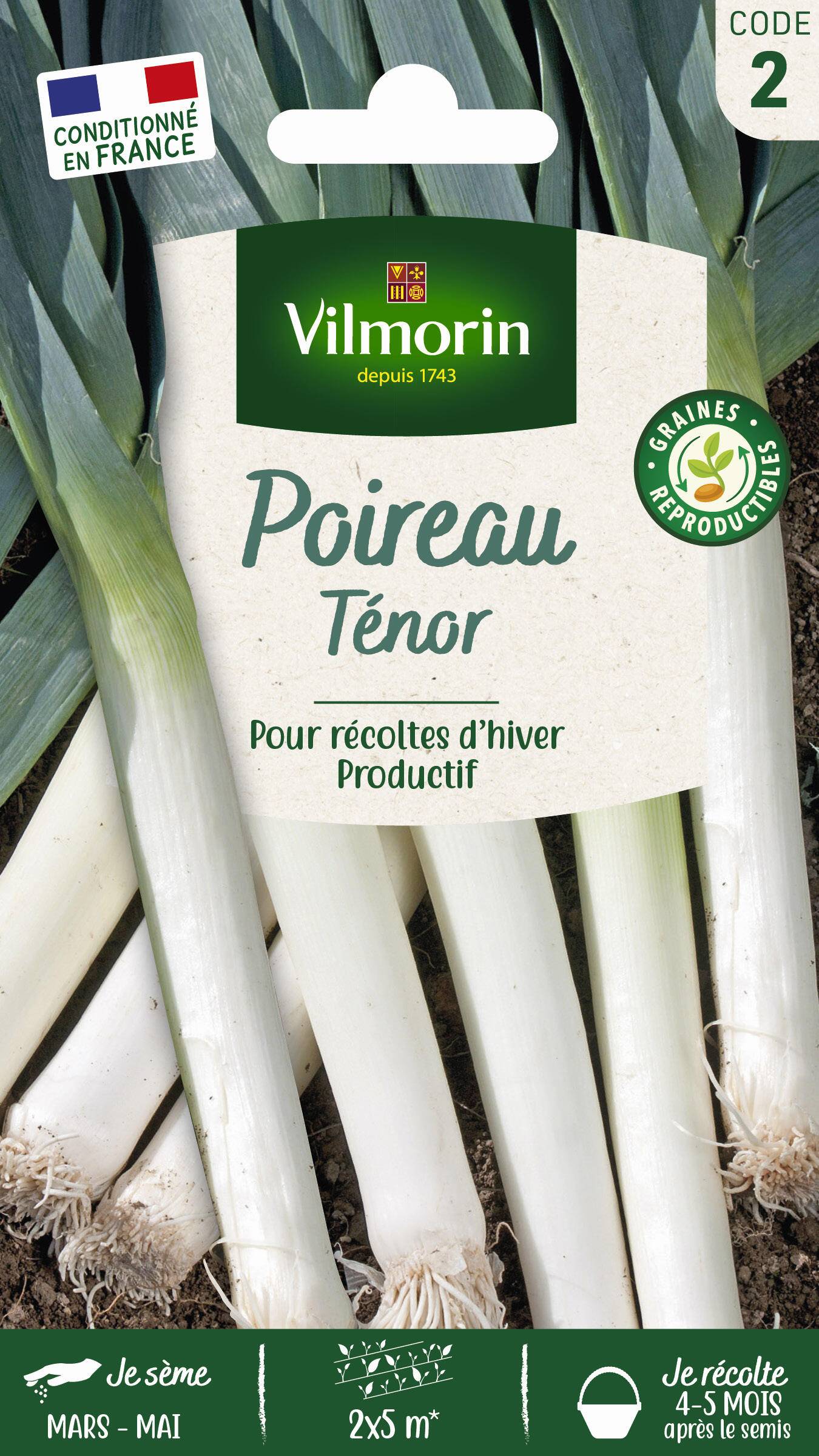 Vilmorin - Poireau Ténor création série 2 sachet graines 4 g - Vilmorin - Image 1