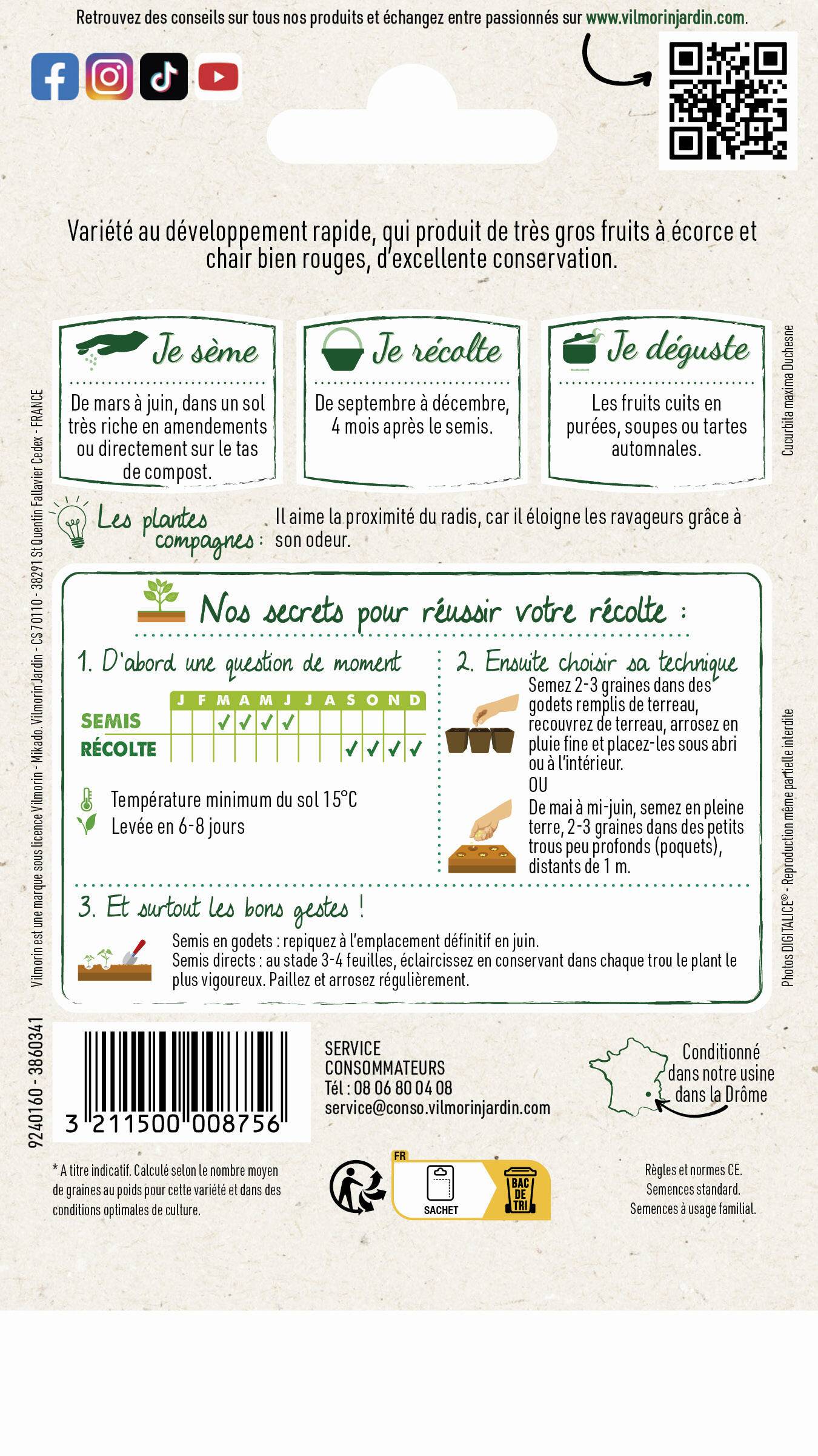 Vilmorin - Potiron rouge vif d'Etampes série 1 sachet graines 6 g - Vilmorin - Image 3