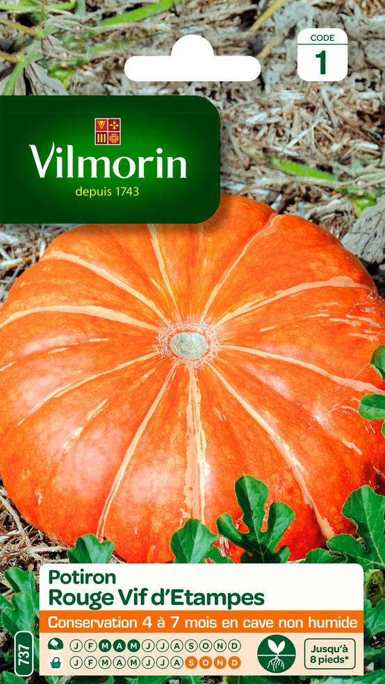 Vilmorin - Potiron rouge vif d'Etampes série 1 sachet graines 6 g - Vilmorin - Image 1