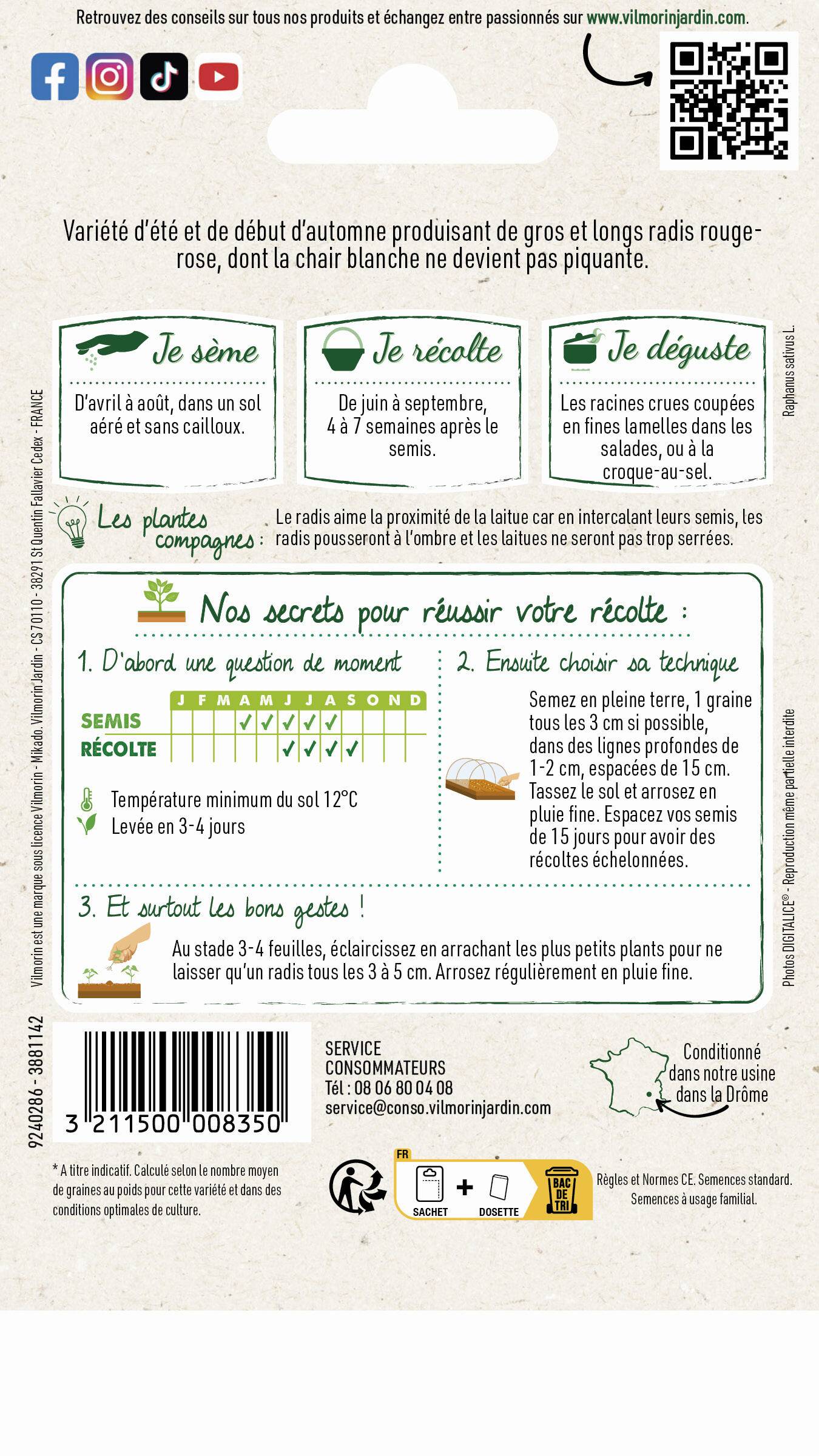 Vilmorin - Radis rond écarlate géant de Wurzbourg série 2 sachet graines 6 g - Vilmorin - Image 3