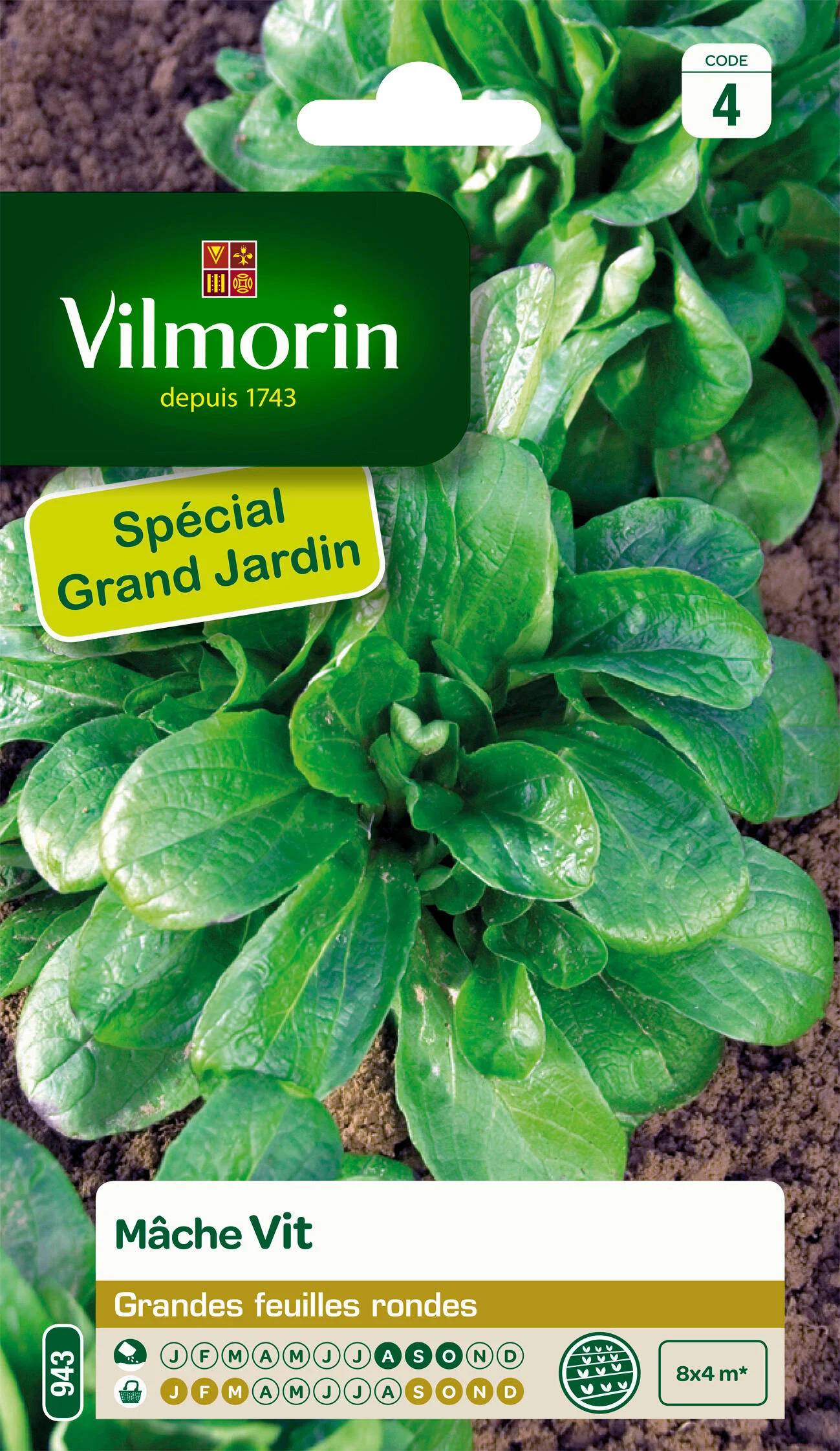 Vilmorin - Mâche vit grand jardin série 4 sachet graines 10 g - Vilmorin - Image 1