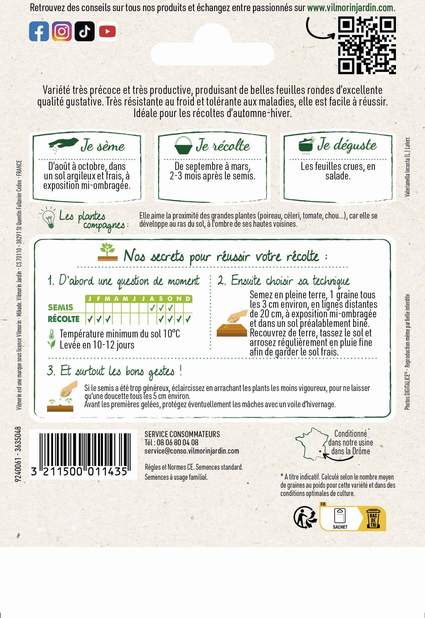 Vilmorin - Mâche vit grand jardin série 4 sachet graines 10 g - Vilmorin - Image 3