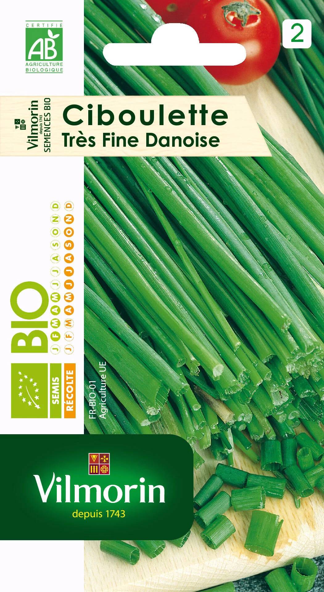 Vilmorin - Ciboulette très fine danoise Bio série 2 sachet graines 1,5 g - Vilmorin - Image 1