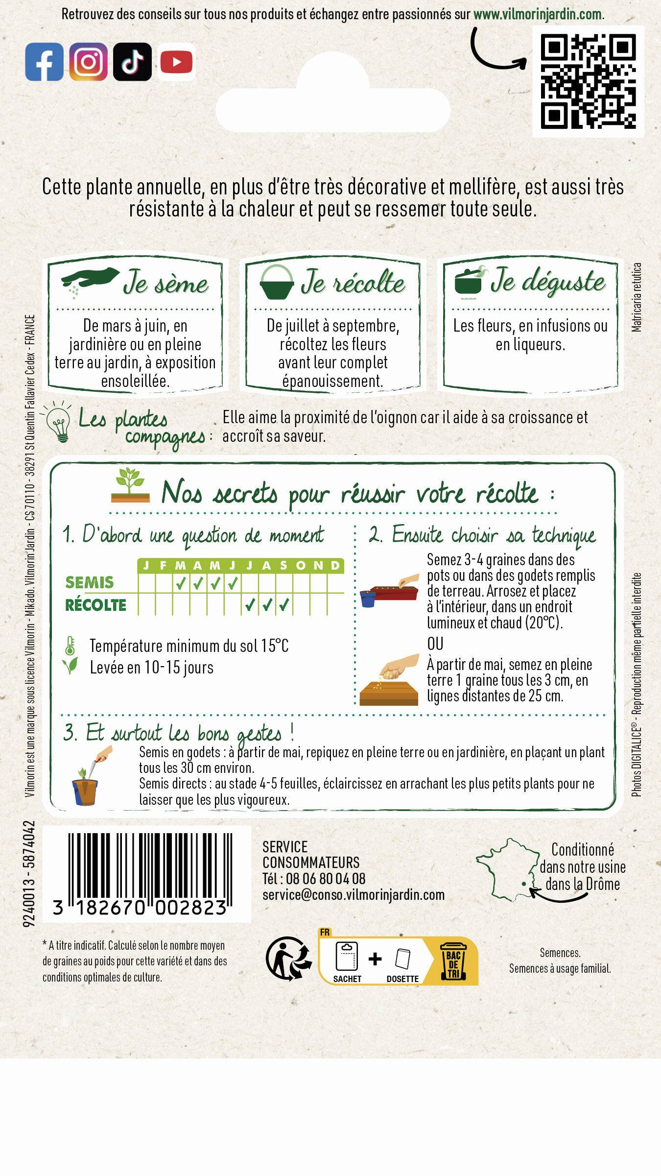 Vilmorin - Camomille série 2 sachet graines 0,5 g - Vilmorin - Image 3