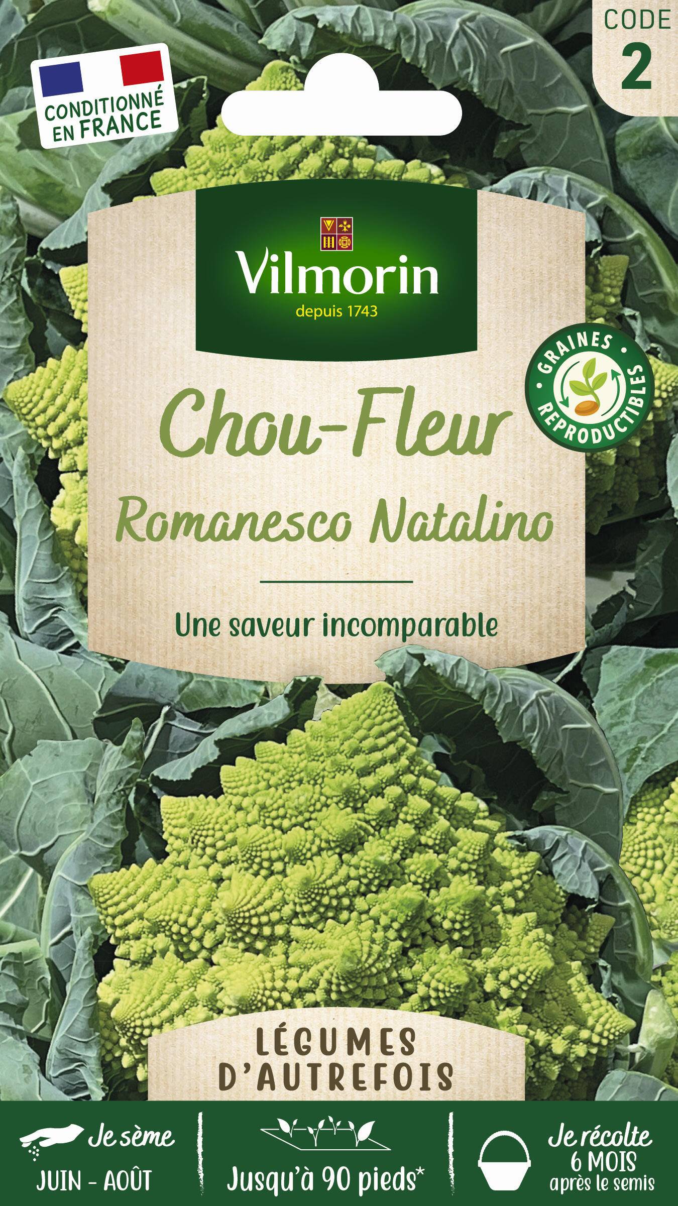 Vilmorin - Chou brocoli romanesco précoce série 2 sachet graines 2 g - Vilmorin - Image 1