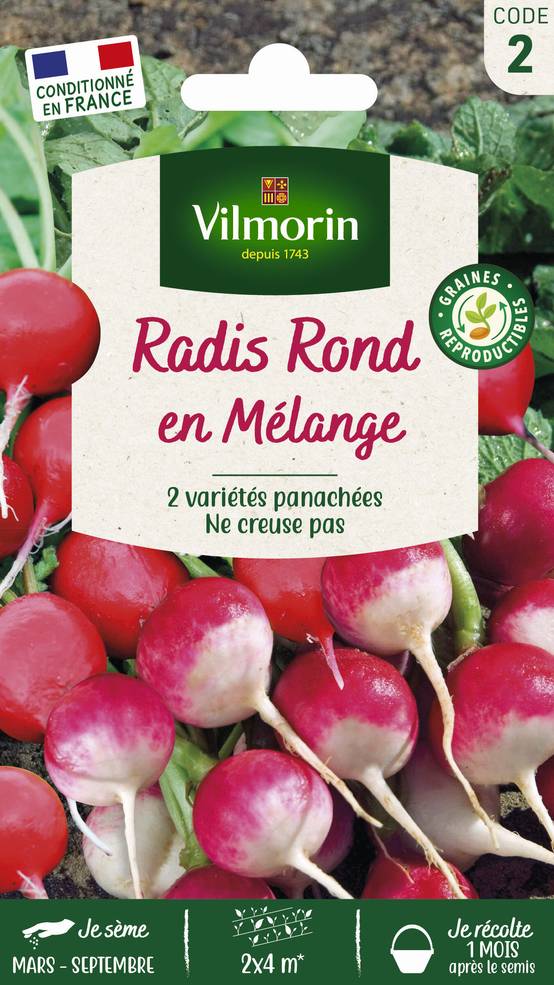 Vilmorin - Radis ronds en mélange Gaudry 2 / Jolly série 2 sachet graines 10 g - Vilmorin - Image 1