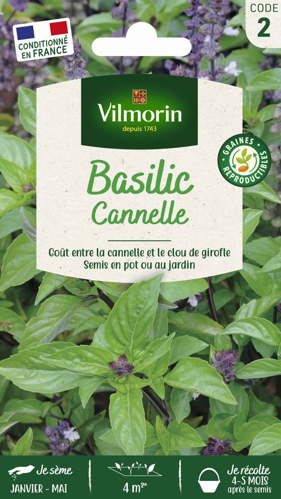 Vilmorin - Basilic cannelle série 2 sachet graines 1 g - Vilmorin - Image 1