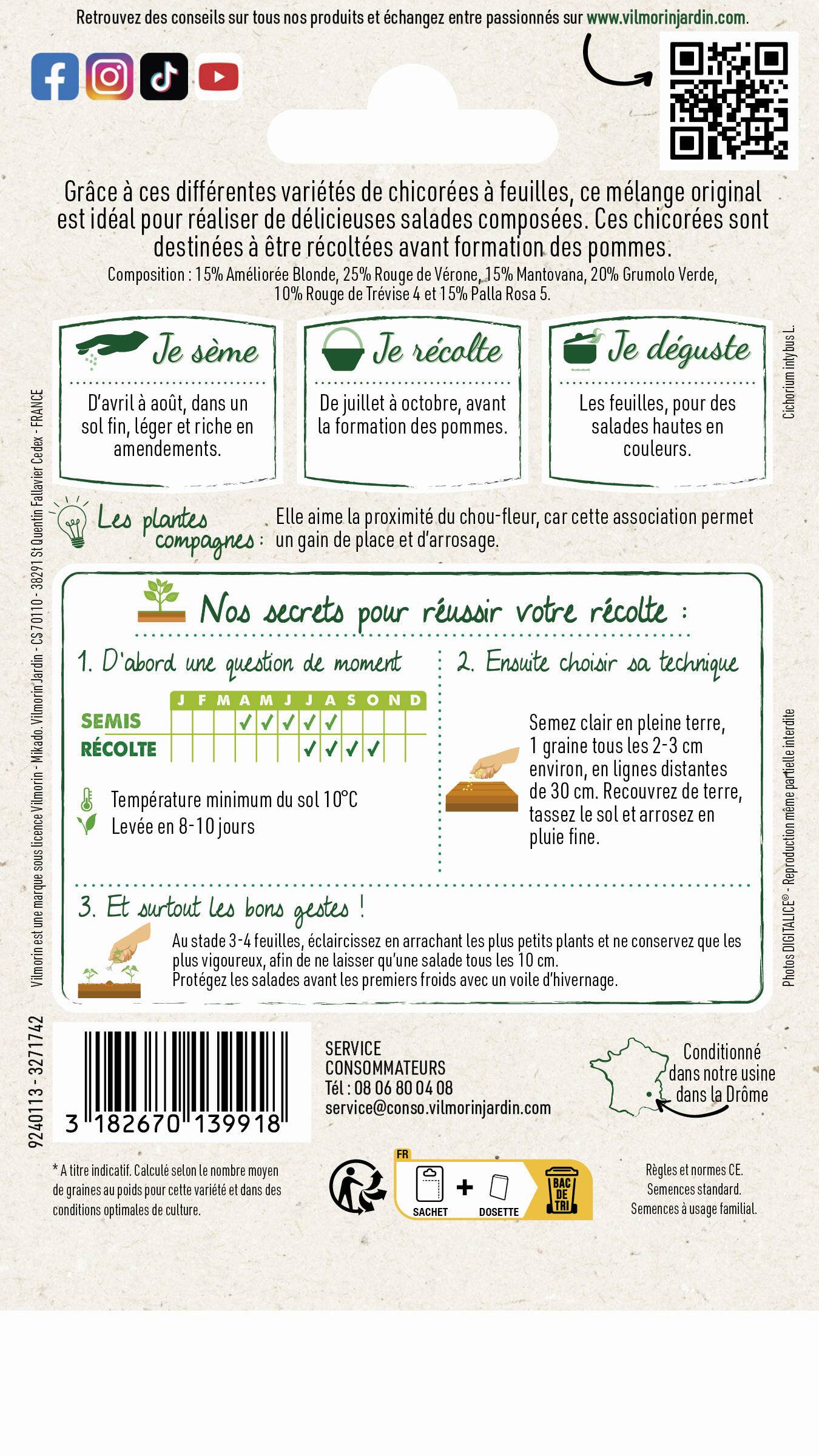Vilmorin - Chicorée à larges feuilles en mélange série 2 sachet graines 4 g - Vilmorin - Image 3