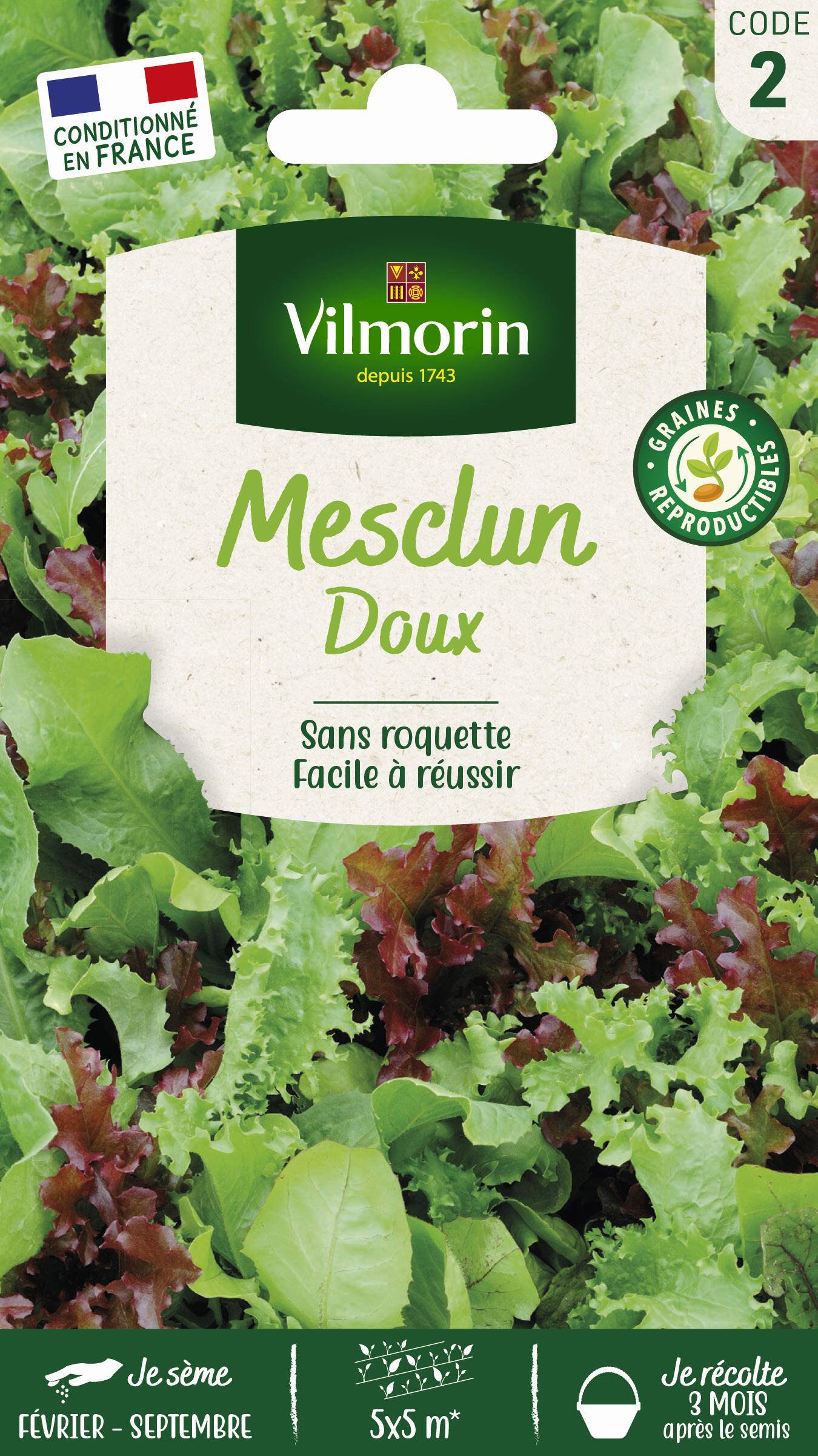 Vilmorin - Mesclun doux sans roquette série 2 sachet graines 7,5 g - Vilmorin - Image 2