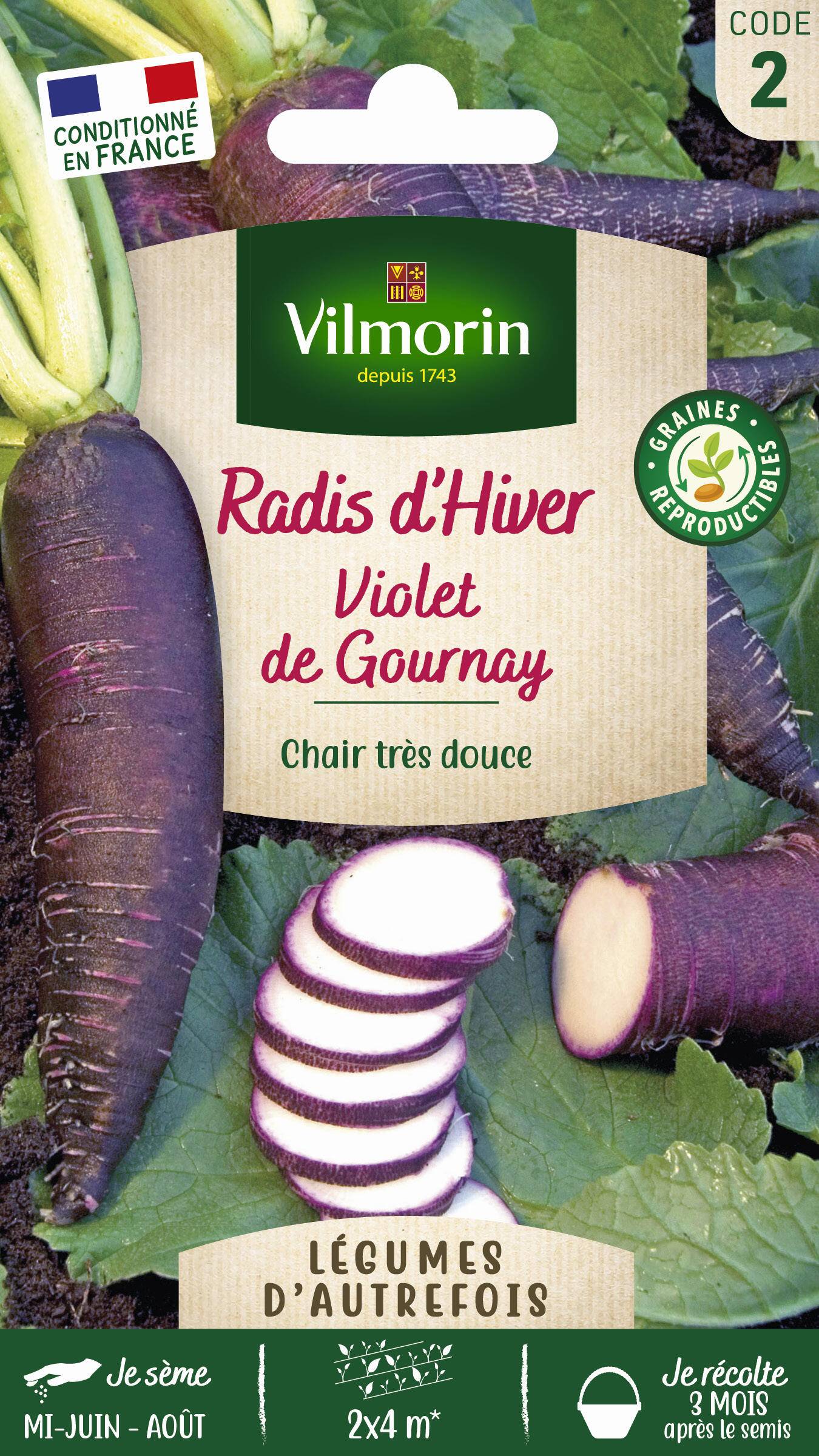 Vilmorin - Radis violet de Gournay série 2 sachet graines 10 g - Vilmorin - Image 1