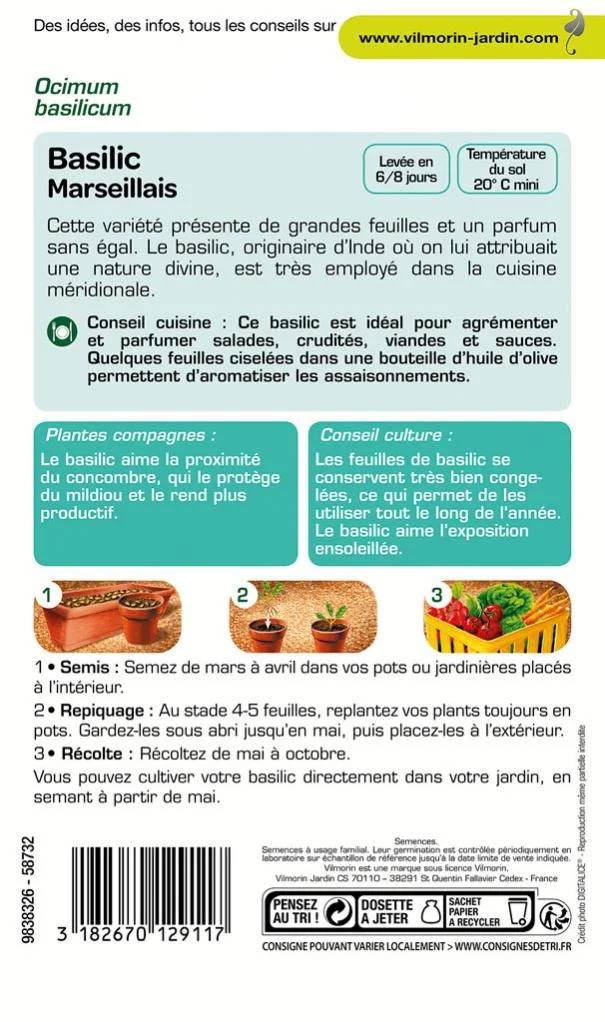 Vilmorin - Basilic marseillais série 2 sachet graines 1 g - Vilmorin - Image 2