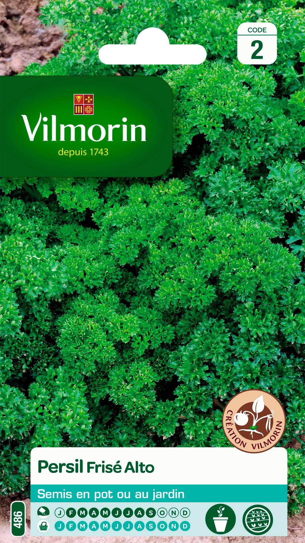 Vilmorin - Persil à feuilles frisé Alto création série 2 sachet graines 5 g - Vilmorin