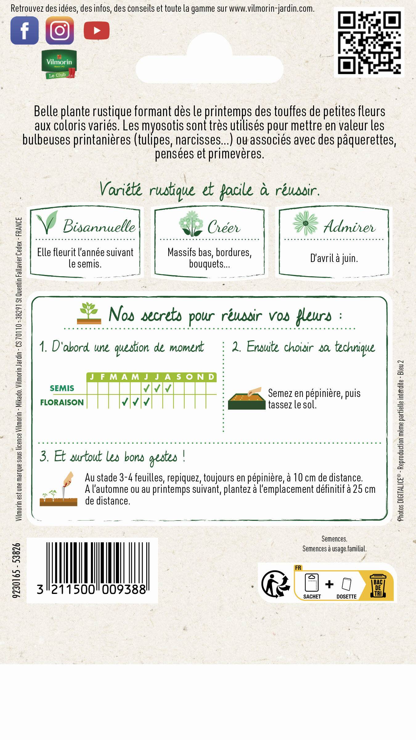 Vilmorin - Myosotis des alpes varie série 1 sachet graines 0,7 g - Vilmorin - Image 2