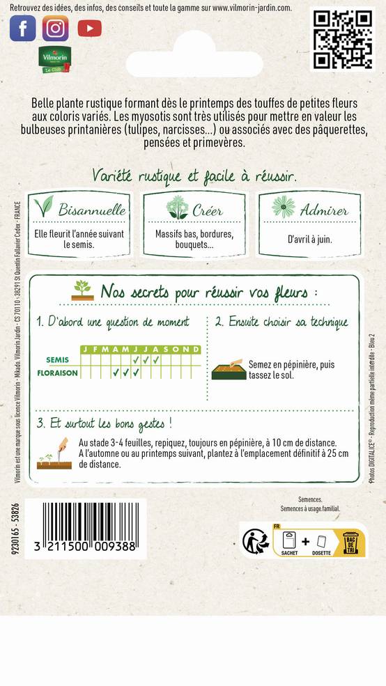 Vilmorin - Myosotis des alpes varie série 1 sachet graines 0,7 g - Vilmorin - Image 3