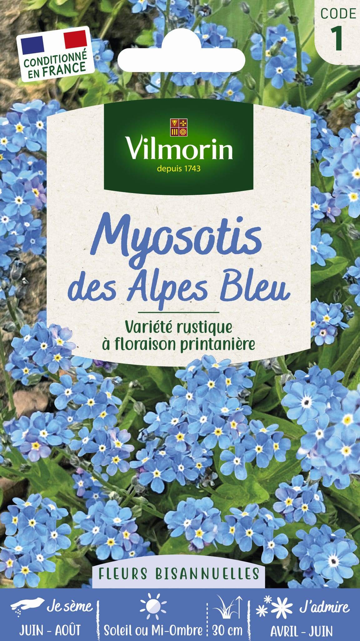 Vilmorin - Myosotis des alpes bleu série 1 sachet graines 0,7 g - Vilmorin