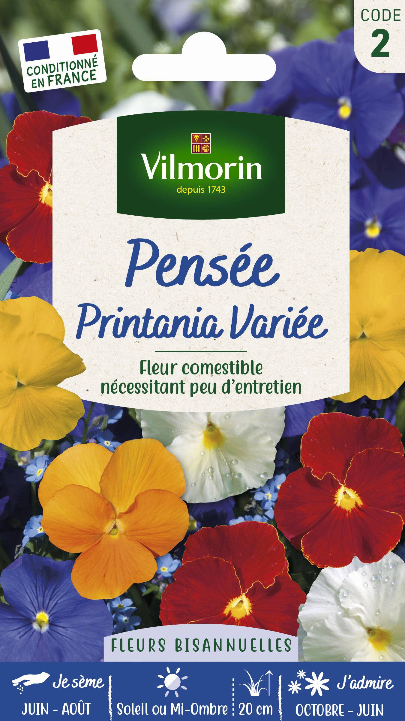 Vilmorin - Pensée printania variée série 2 sachet graines 0,4 g - Vilmorin - Image 4