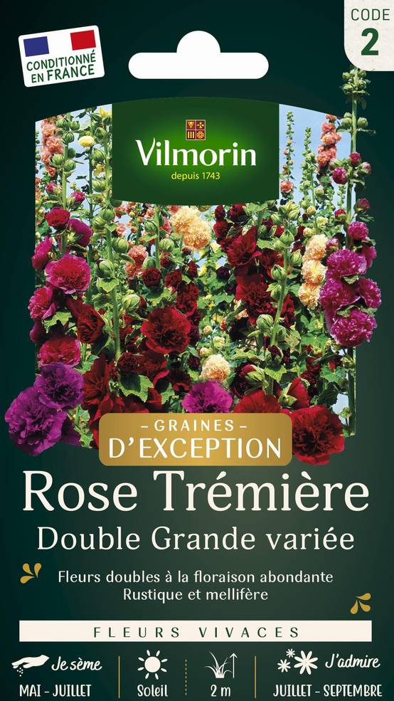 Vilmorin - Rose Trémière Double Grande Variée serie 2 sachet graines 1,5 g - Vilmorin - Image 1