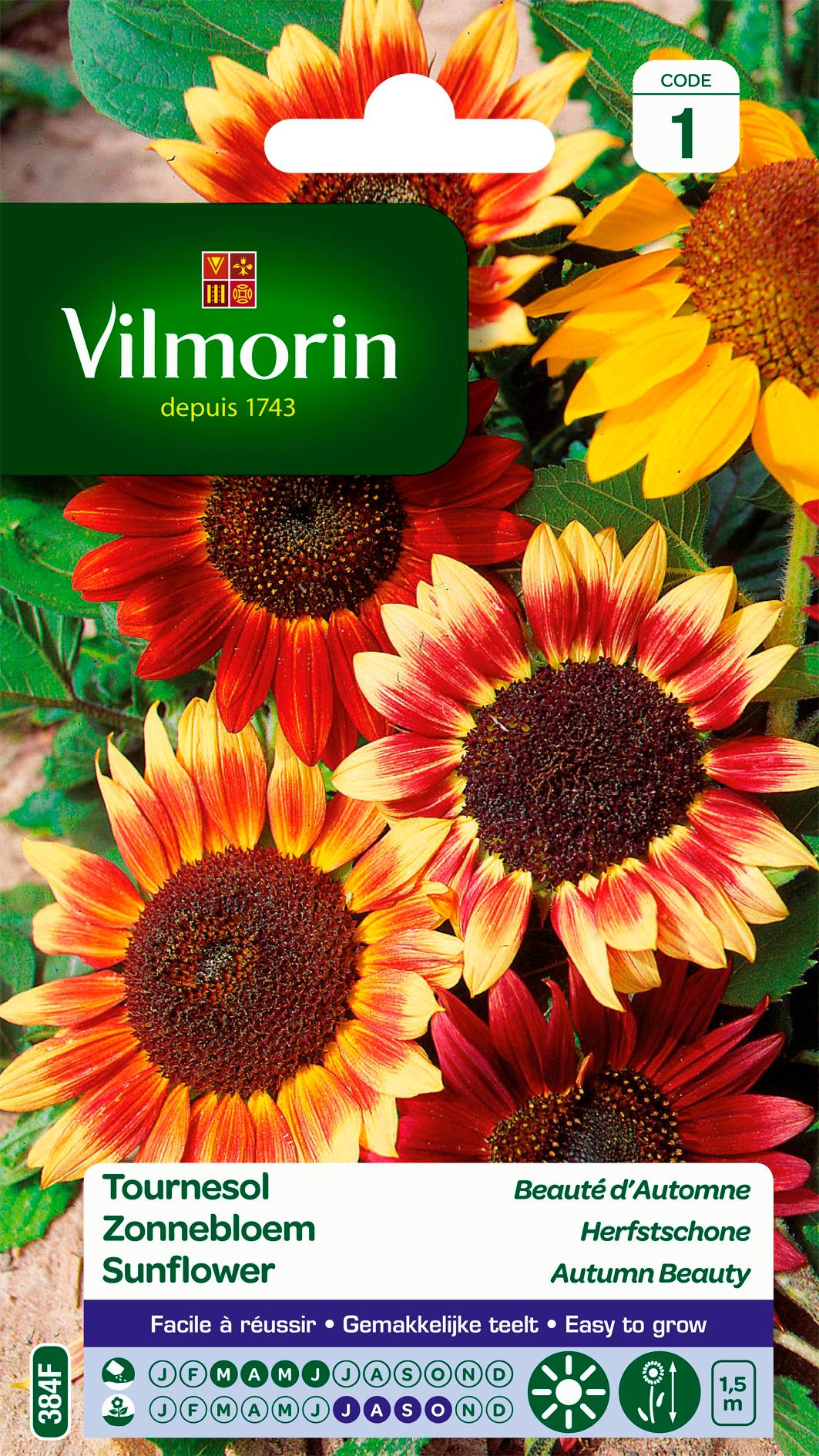 Vilmorin - Graines Tournesol Beauté d'Automne Jaune Rouge 3 g - VILMORIN - Image 1