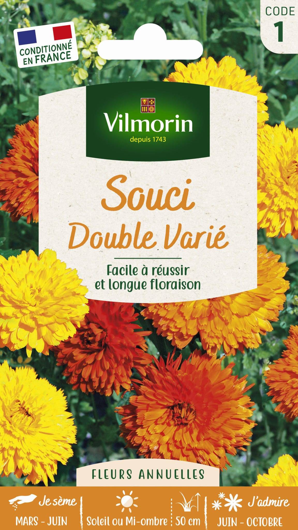 Vilmorin - Souci double varie série 1 sachet graines 3 g - Vilmorin