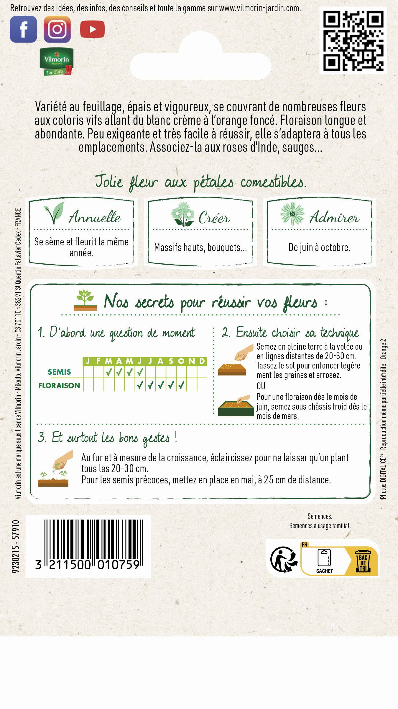 Vilmorin - Souci double varie série 1 sachet graines 3 g - Vilmorin - Image 3