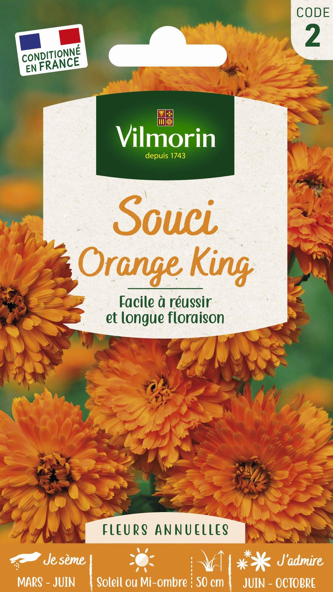 Vilmorin - Souci orange King orange série 2 sachet graines 3 g - Vilmorin - Image 1