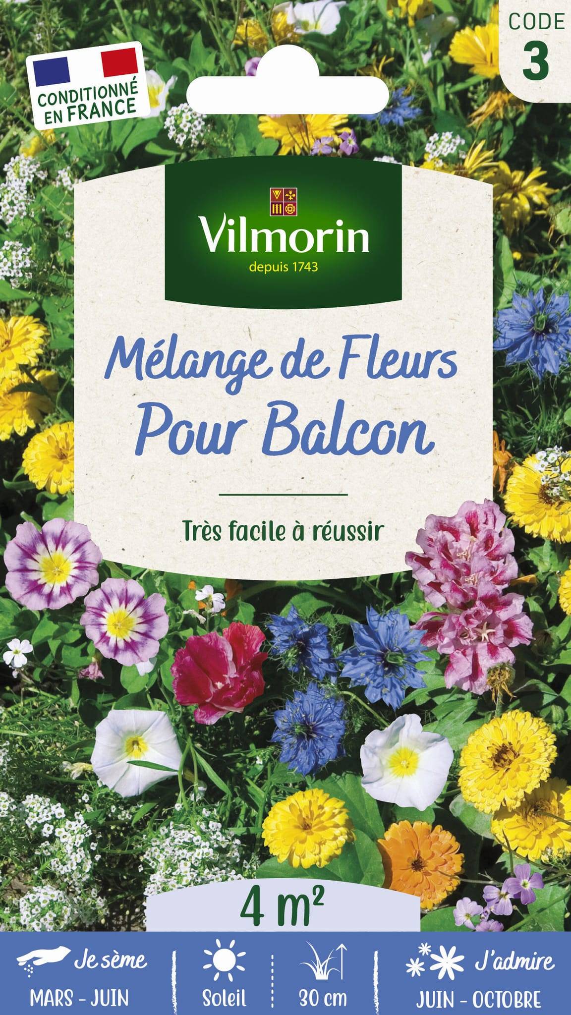 Vilmorin - Fleurs annuelles pour balcons série 3 sachet graines 5 g - Vilmorin
