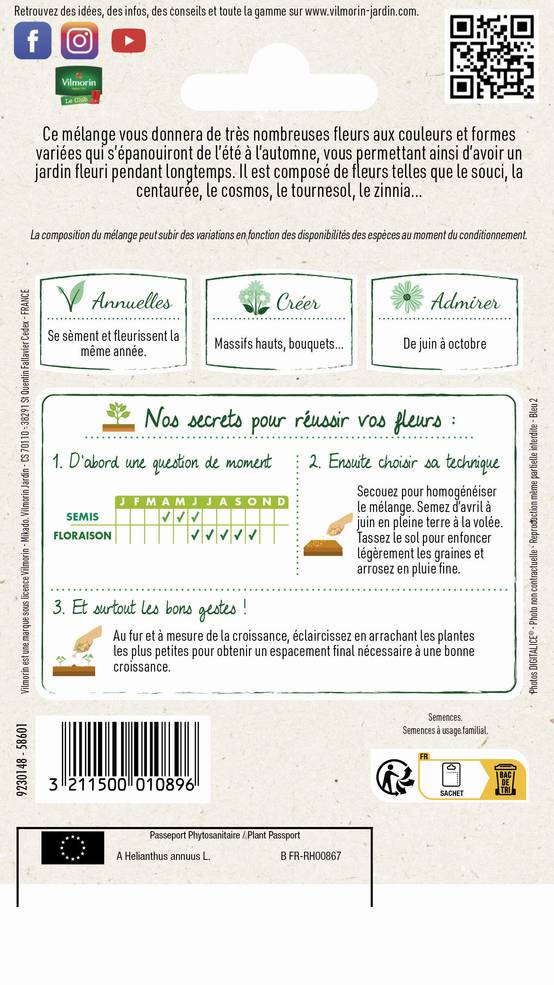 Vilmorin - Jolies fleurs d été en mélange série 2 sachet graines 5 g - Vilmorin - Image 3