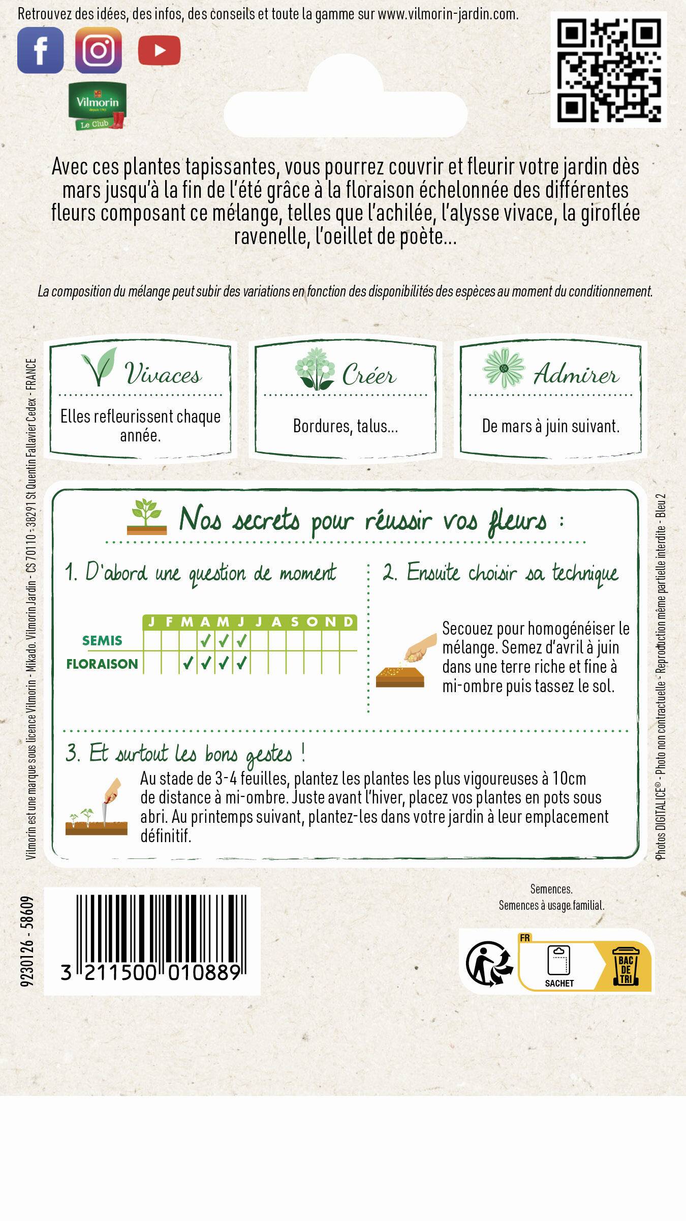 Vilmorin - Fleurs vivaces pour rocaille série 3 sachet graines 5 g - Vilmorin - Image 3