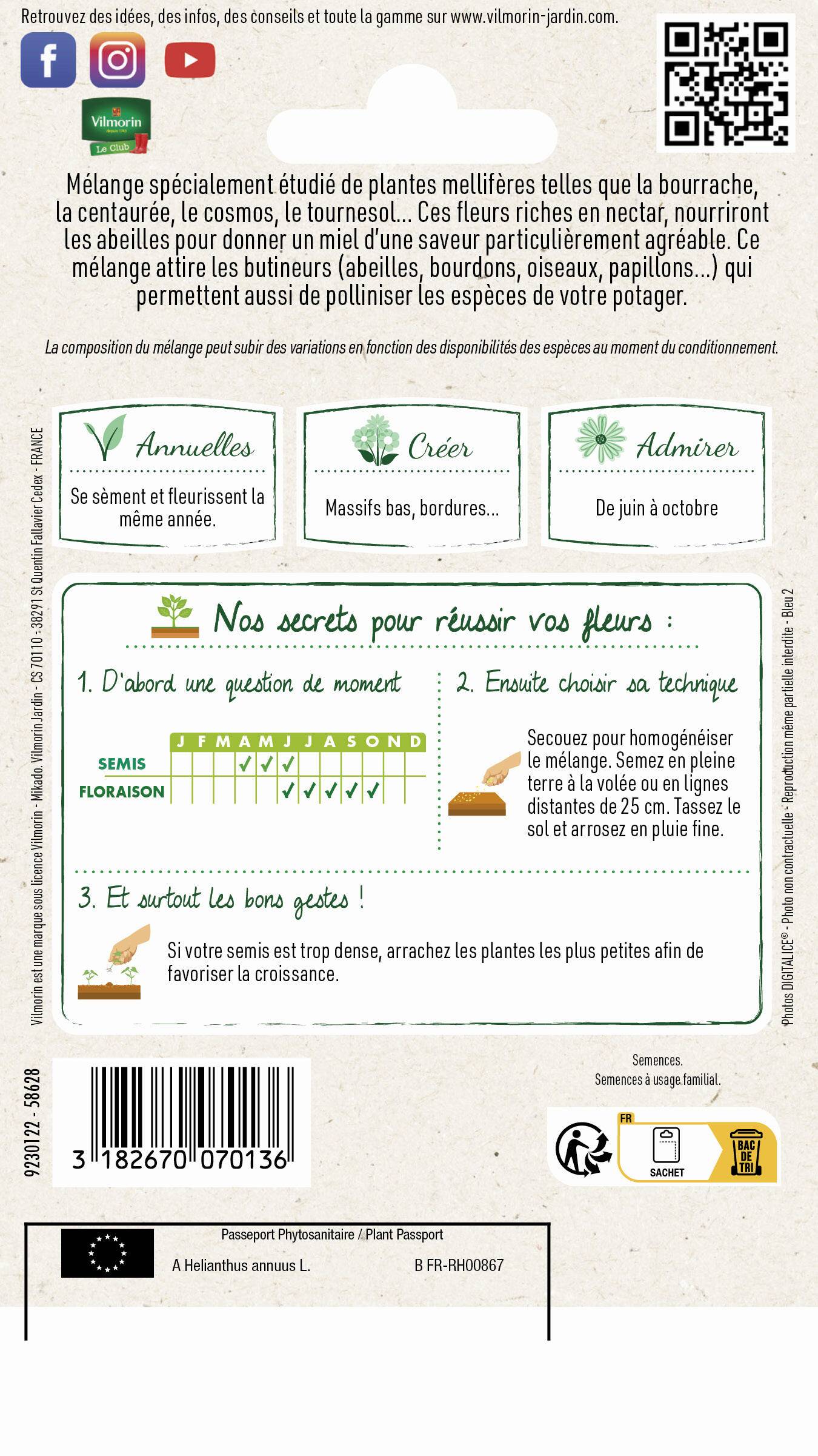 Vilmorin - Fleurs mellifères série 2 sachet graines 3 g - Vilmorin - Image 2