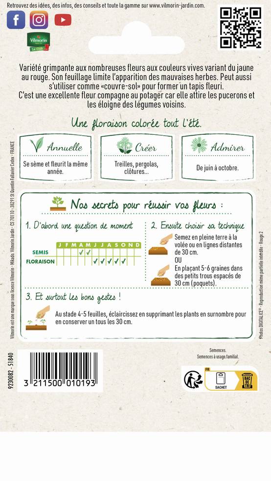 Vilmorin - Capucine de Lobb Variée serie 1 sachet graines 5 g - Vilmorin - Image 4