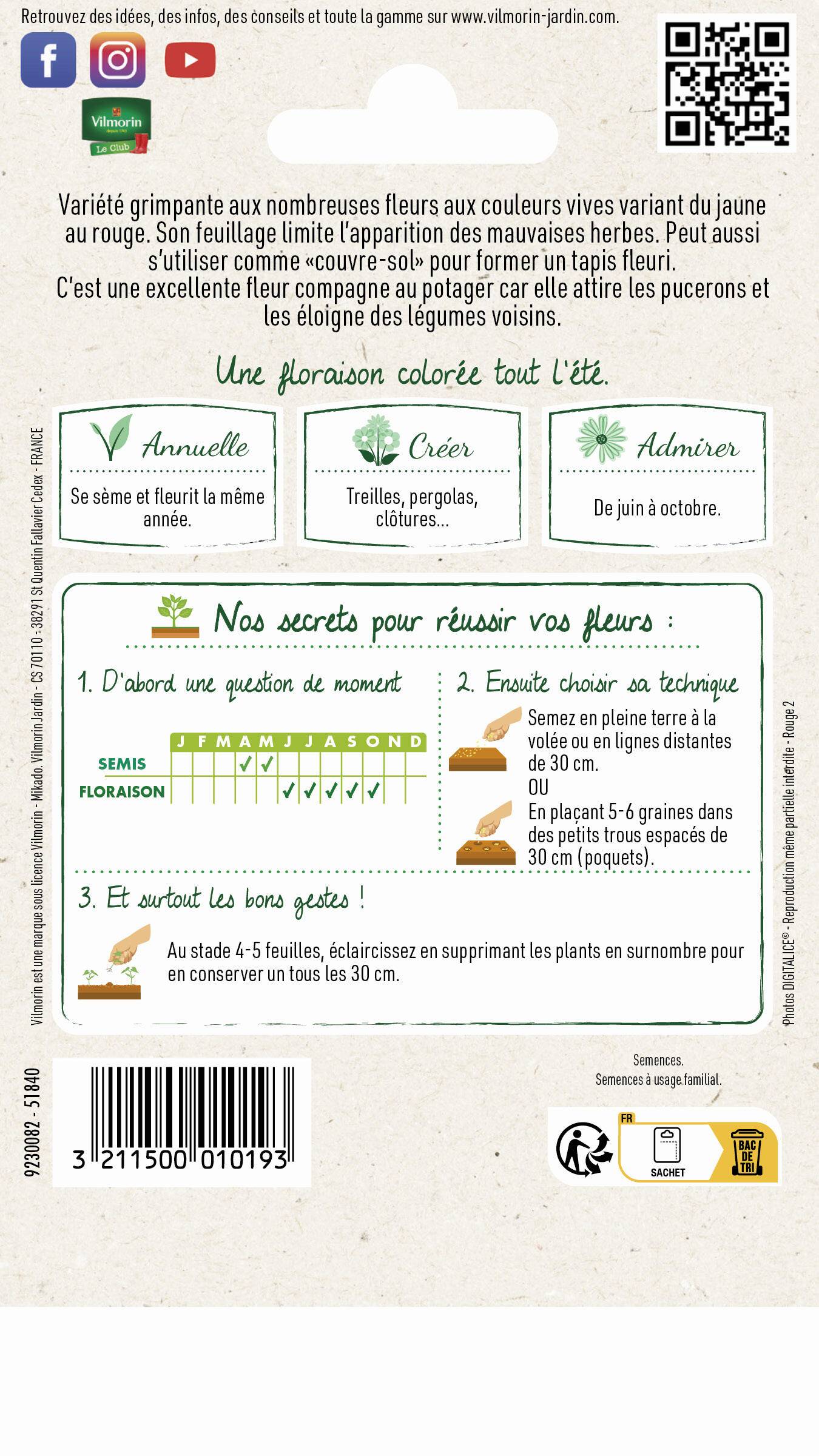 Vilmorin - Capucine de Lobb Variée serie 1 sachet graines 5 g - Vilmorin - Image 4