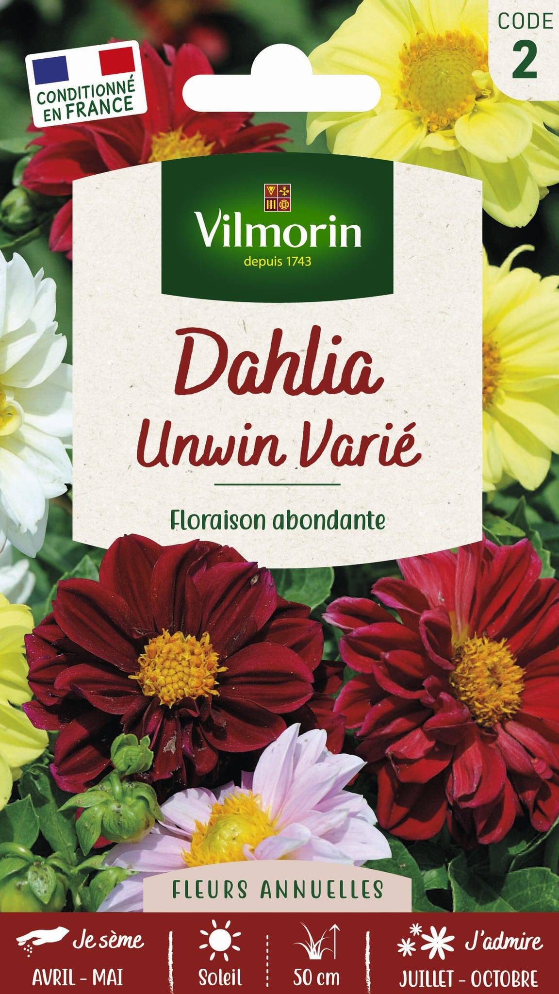Vilmorin - Dahlia unwin varie série 2 sachet graines 1 g - Vilmorin - Image 1