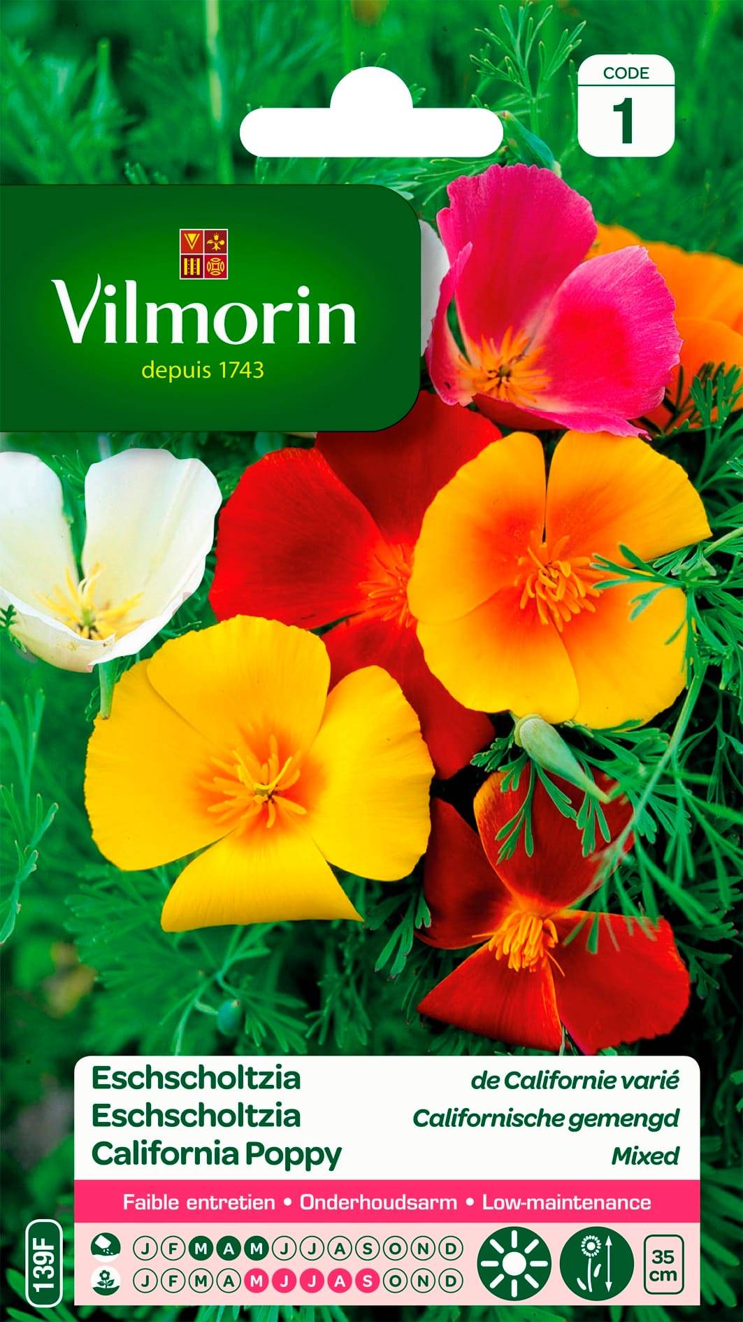 Vilmorin - Eschscholtzia de Californie varie série 1 sachet graines 1,5 g - Vilmorin - Image 2